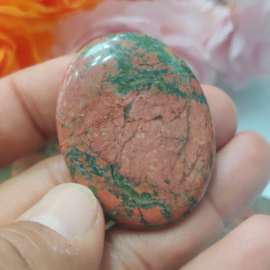 Unakite Jasper Stone Worry Stone – Crystal Worry Stone – Pocket Stone – Healing Crystal - 4cmx3cm Thumb Stone One (1) Piece