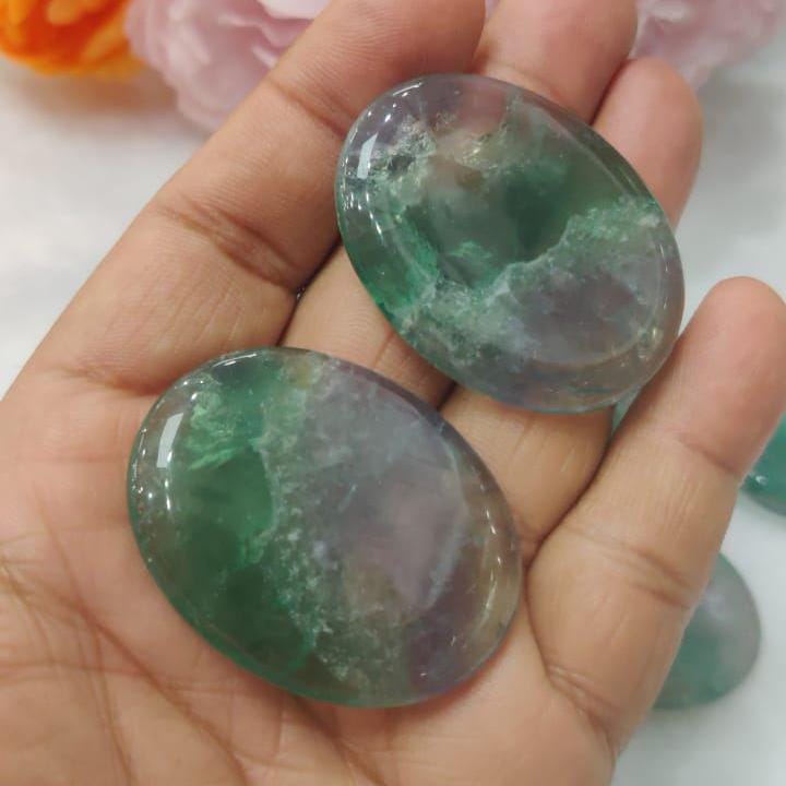 Green Fluorite Stone Worry Stone – Crystal Worry Stone – Pocket Stone – Healing Crystal - 4cmx3cm Thumb Stone One (1) Piece