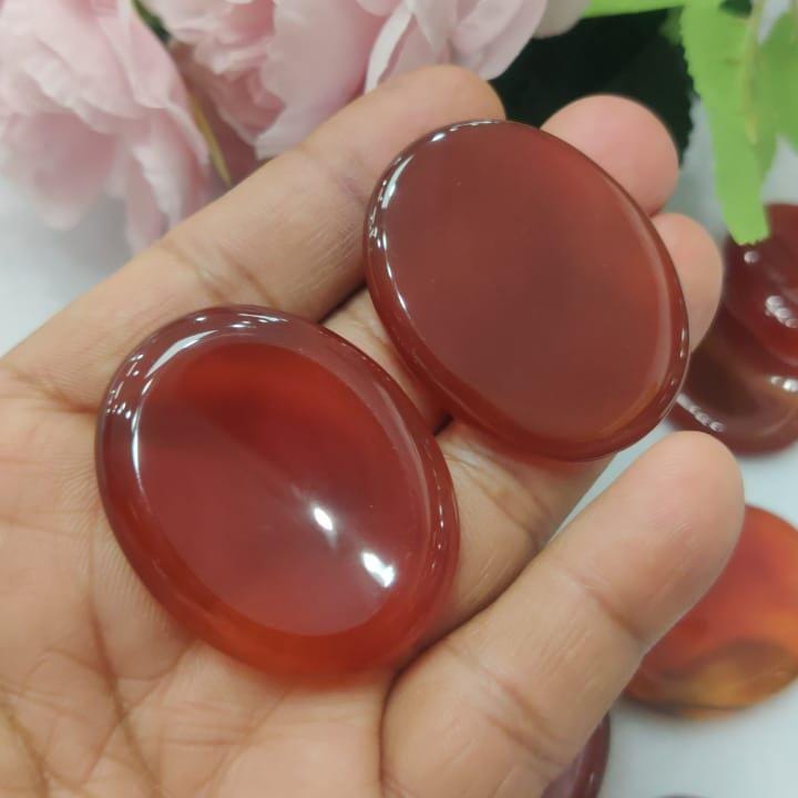 Red Carnelian Stone Worry Stone – Crystal Worry Stone – Pocket Stone – Healing Crystal - 4cmx3cm Thumb Stone One (1) Piece