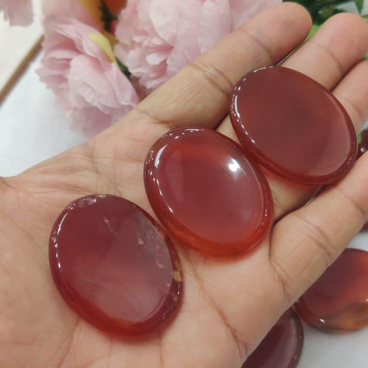 Red Carnelian Stone Worry Stone – Crystal Worry Stone – Pocket Stone – Healing Crystal - 4cmx3cm Thumb Stone One (1) Piece