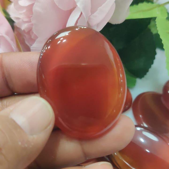 Red Carnelian Stone Worry Stone – Crystal Worry Stone – Pocket Stone – Healing Crystal - 4cmx3cm Thumb Stone One (1) Piece