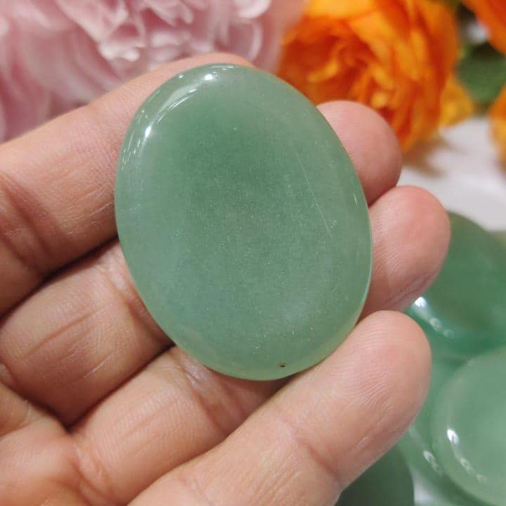 Green Aventurine Stone Worry Stone – Crystal Worry Stone – Pocket Stone – Healing Crystal - 4cmx3cm Thumb Stone One (1) Piece