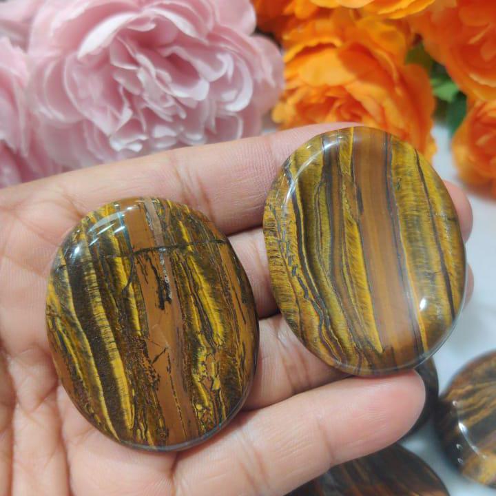 Iron Tiger Eye Stone Worry Stone – Crystal Worry Stone – Pocket Stone – Healing Crystal - 4cmx3cm Thumb Stone One (1) Piece