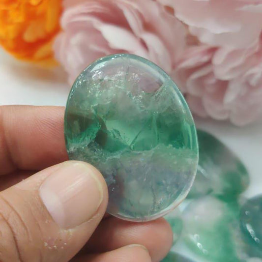 Green Fluorite Stone Worry Stone – Crystal Worry Stone – Pocket Stone – Healing Crystal - 4cmx3cm Thumb Stone One (1) Piece