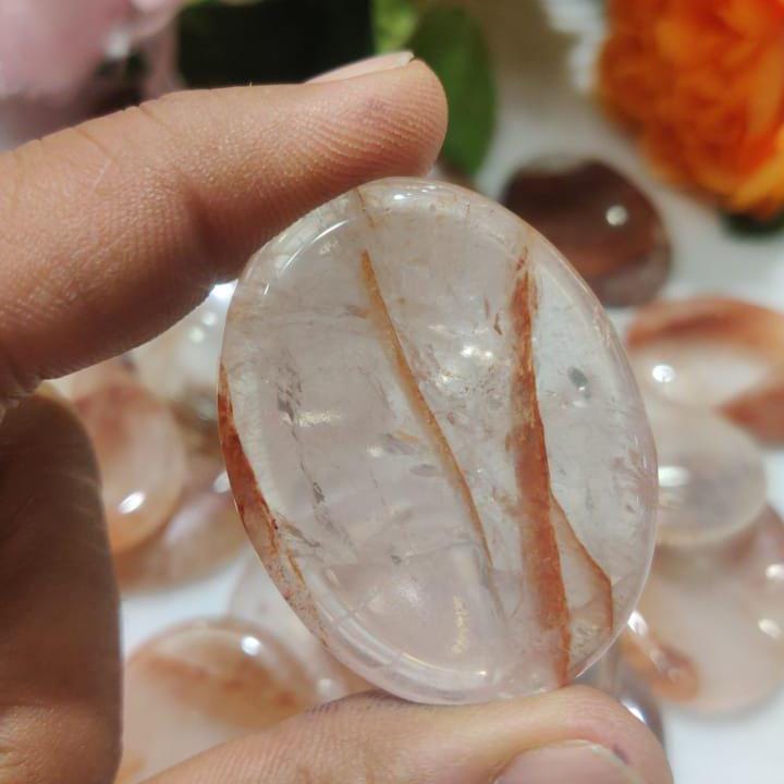 Red Fire Azeztulite Stone Worry Stone – Crystal Worry Stone – Pocket Stone – Healing Crystal - 4cmx3cm Thumb Stone One (1) Piece