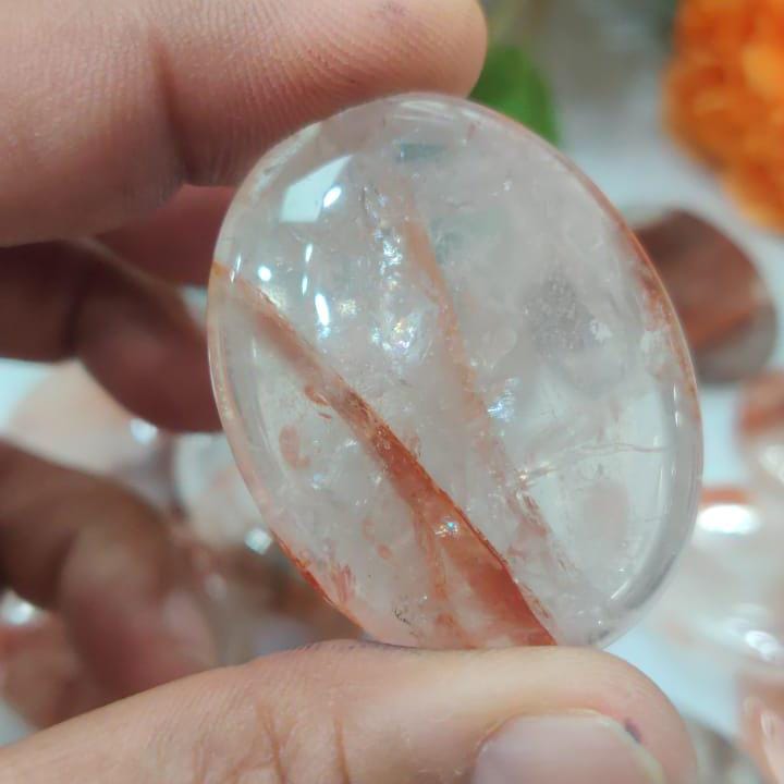 Red Fire Azeztulite Stone Worry Stone – Crystal Worry Stone – Pocket Stone – Healing Crystal - 4cmx3cm Thumb Stone One (1) Piece