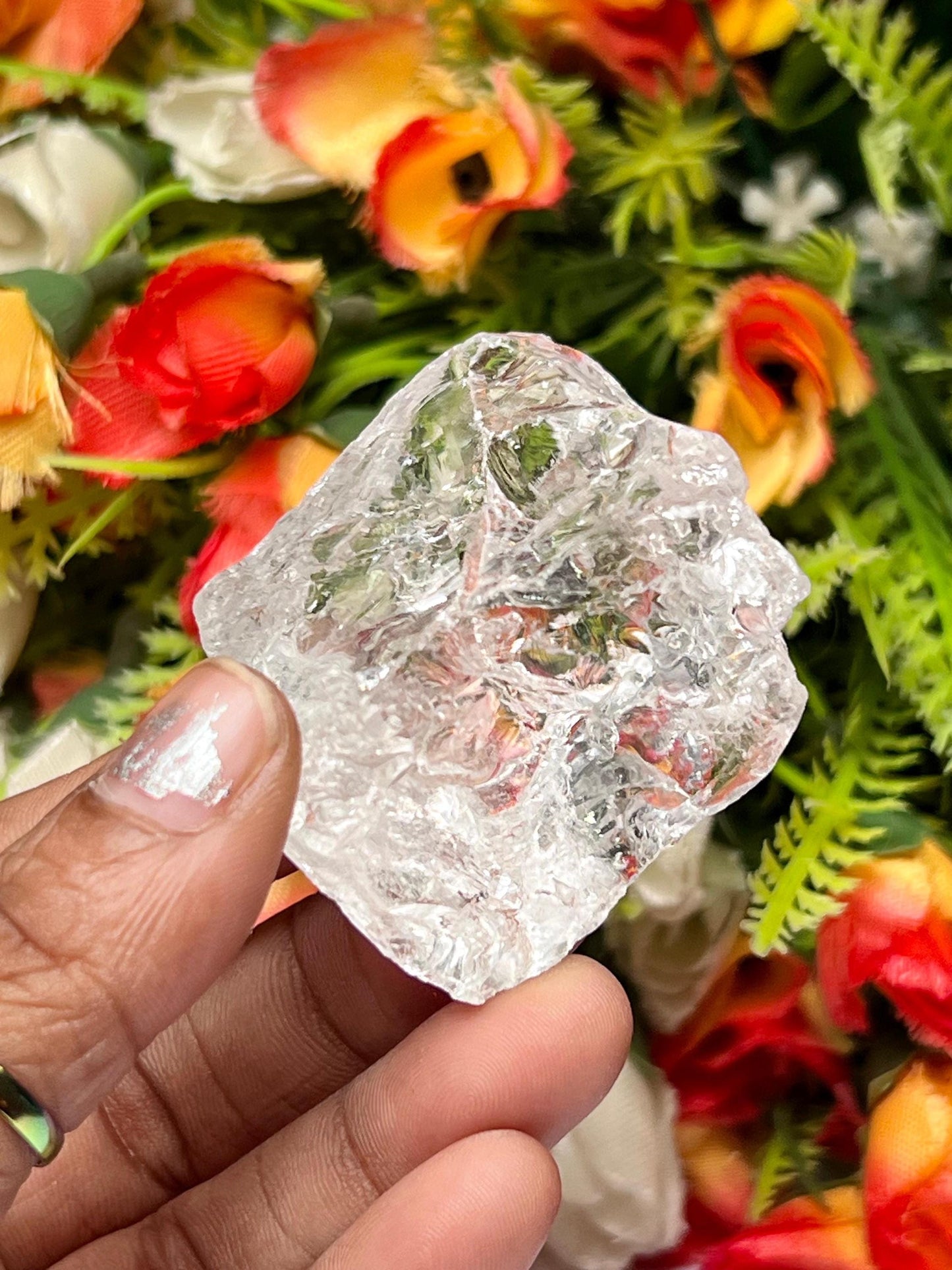 Premium Rainbow Satyaloka Quartz Crystal Natural Rough Stone with Beautiful Rainbow 59 Gram