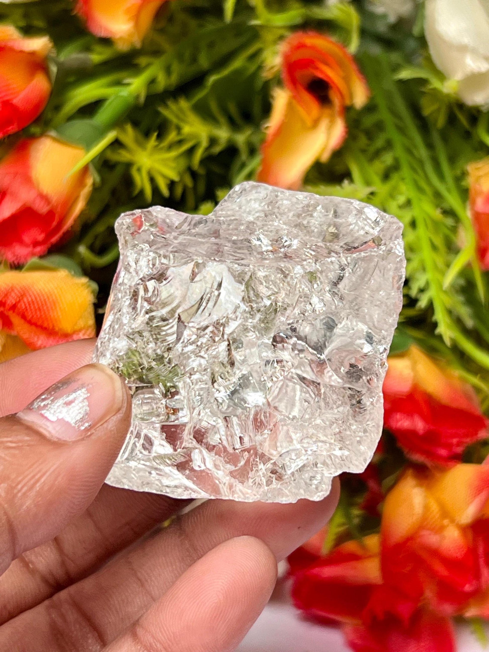 Premium Rainbow Satyaloka Quartz Crystal Natural Rough Stone with Beautiful Rainbow 59 Gram