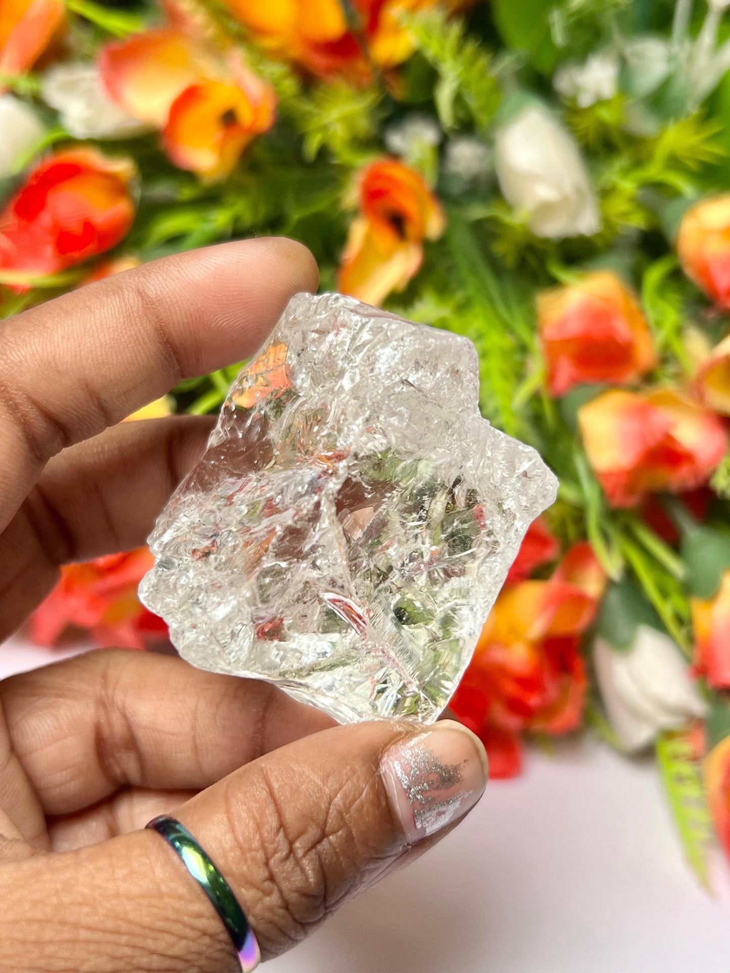 Premium Rainbow Satyaloka Quartz Crystal Natural Rough Stone with Beautiful Rainbow 59 Gram