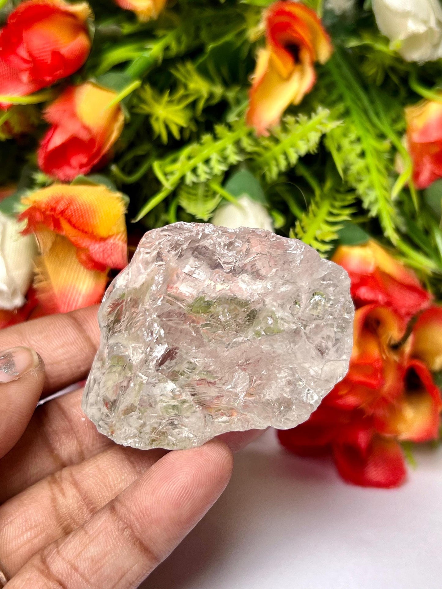 Premium Rainbow Satyaloka Quartz Crystal Natural Rough Stone with Beautiful Rainbow 81 Gram