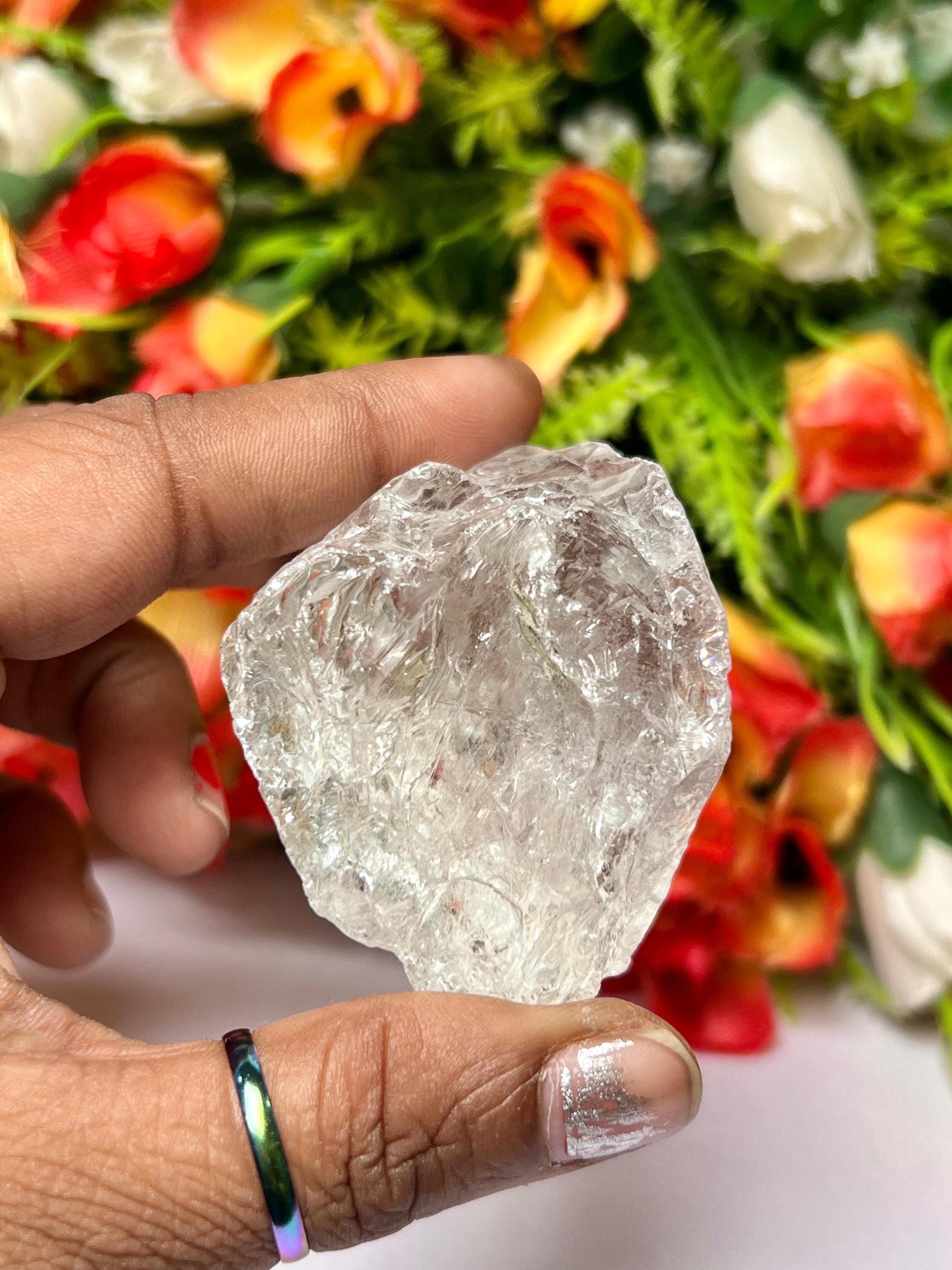 Premium Rainbow Satyaloka Quartz Crystal Natural Rough Stone with Beautiful Rainbow 81 Gram