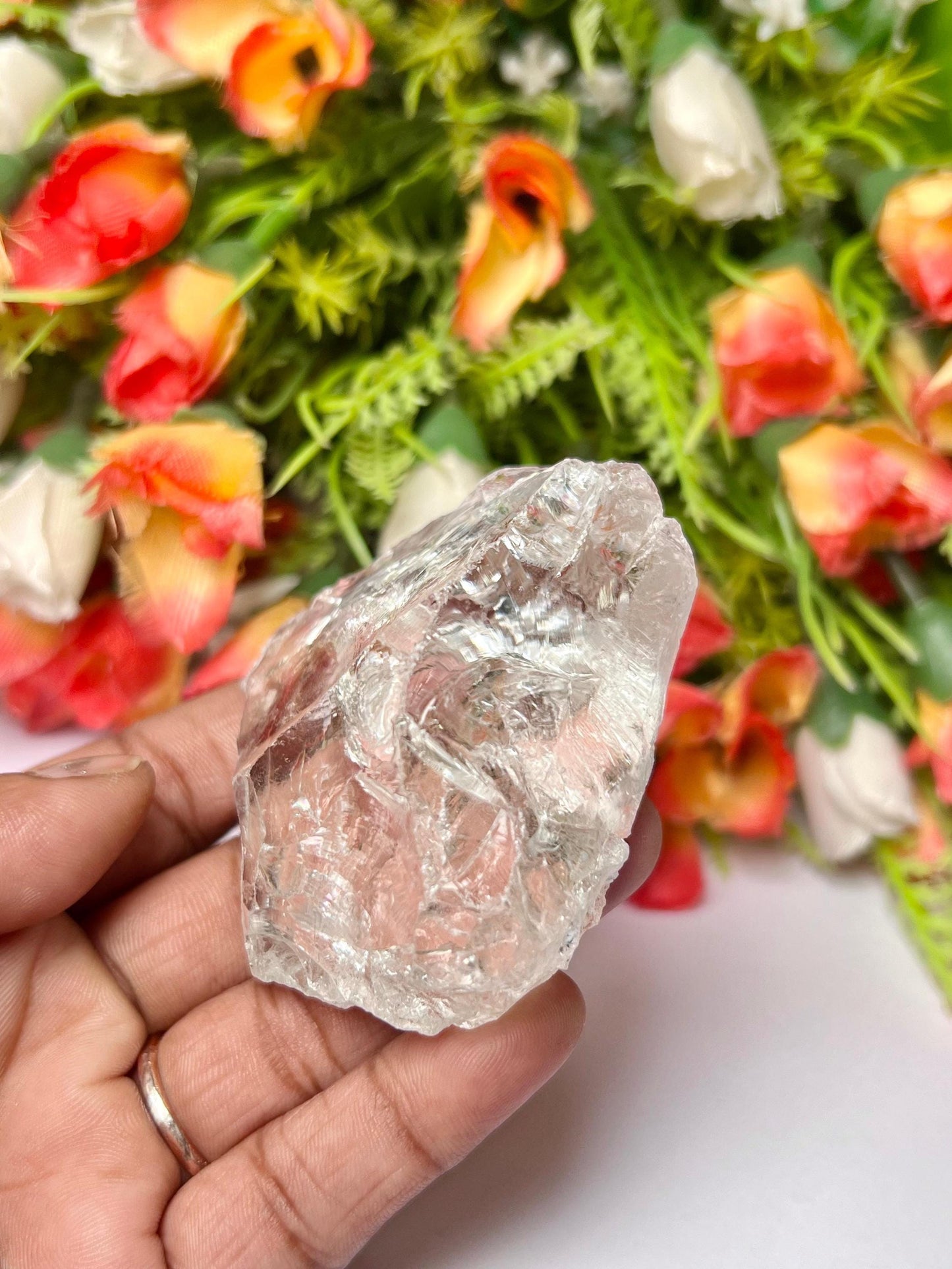 Premium Rainbow Satyaloka Quartz Crystal Natural Rough Stone with Beautiful Rainbow 107 Gram