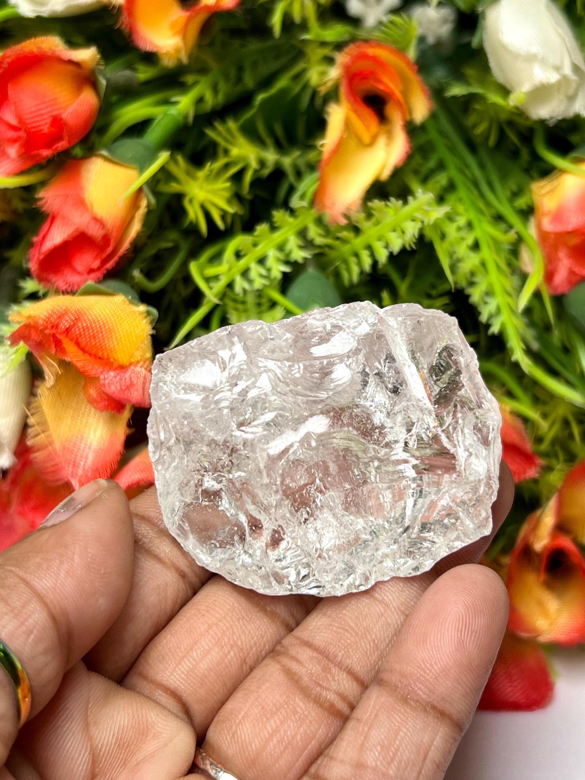 Premium Rainbow Satyaloka Quartz Crystal Natural Rough Stone with Beautiful Rainbow 57 Gram