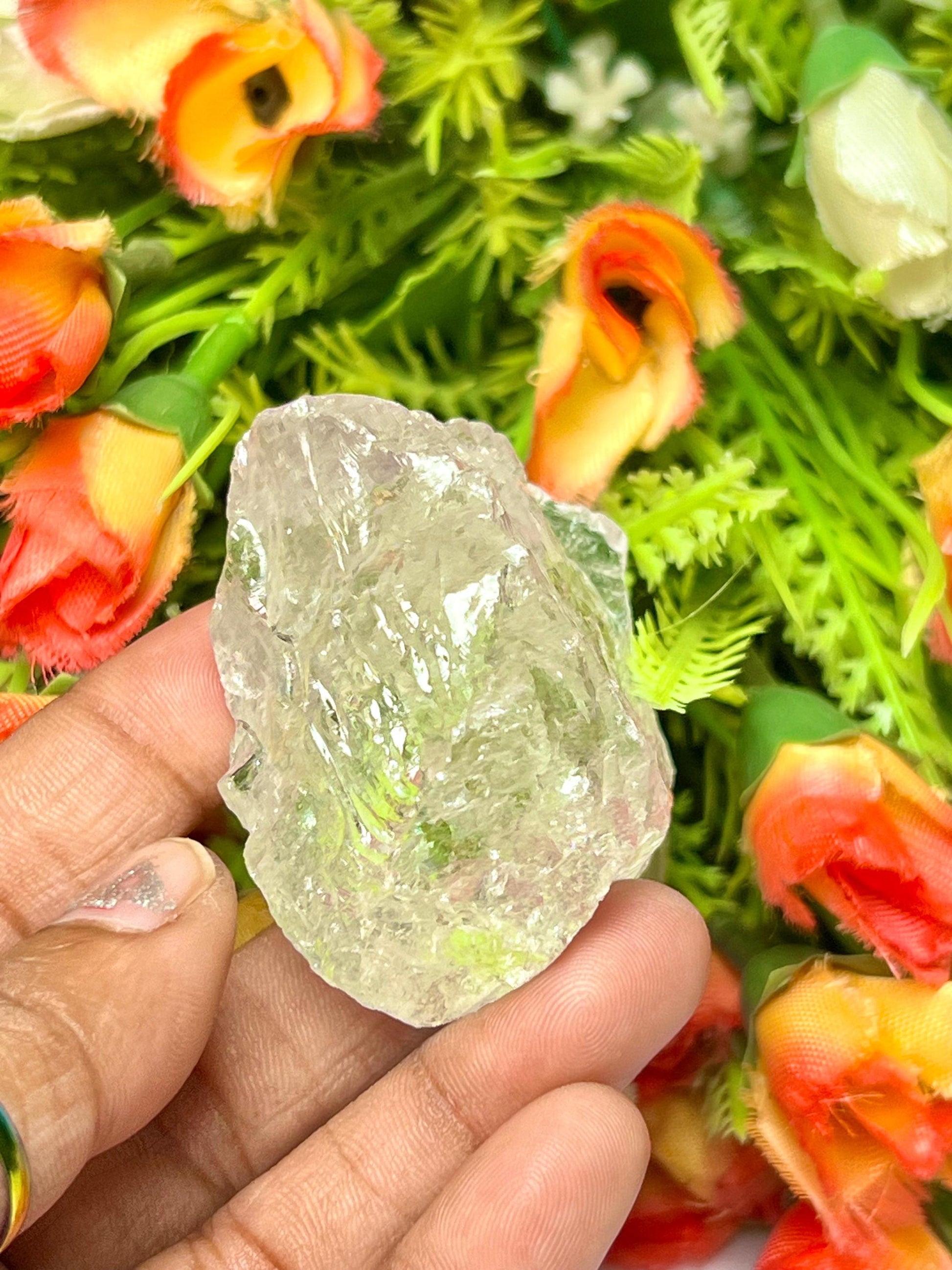 Premium Rainbow Satyaloka Quartz Crystal Natural Rough Stone with Beautiful Rainbow 69 Gram