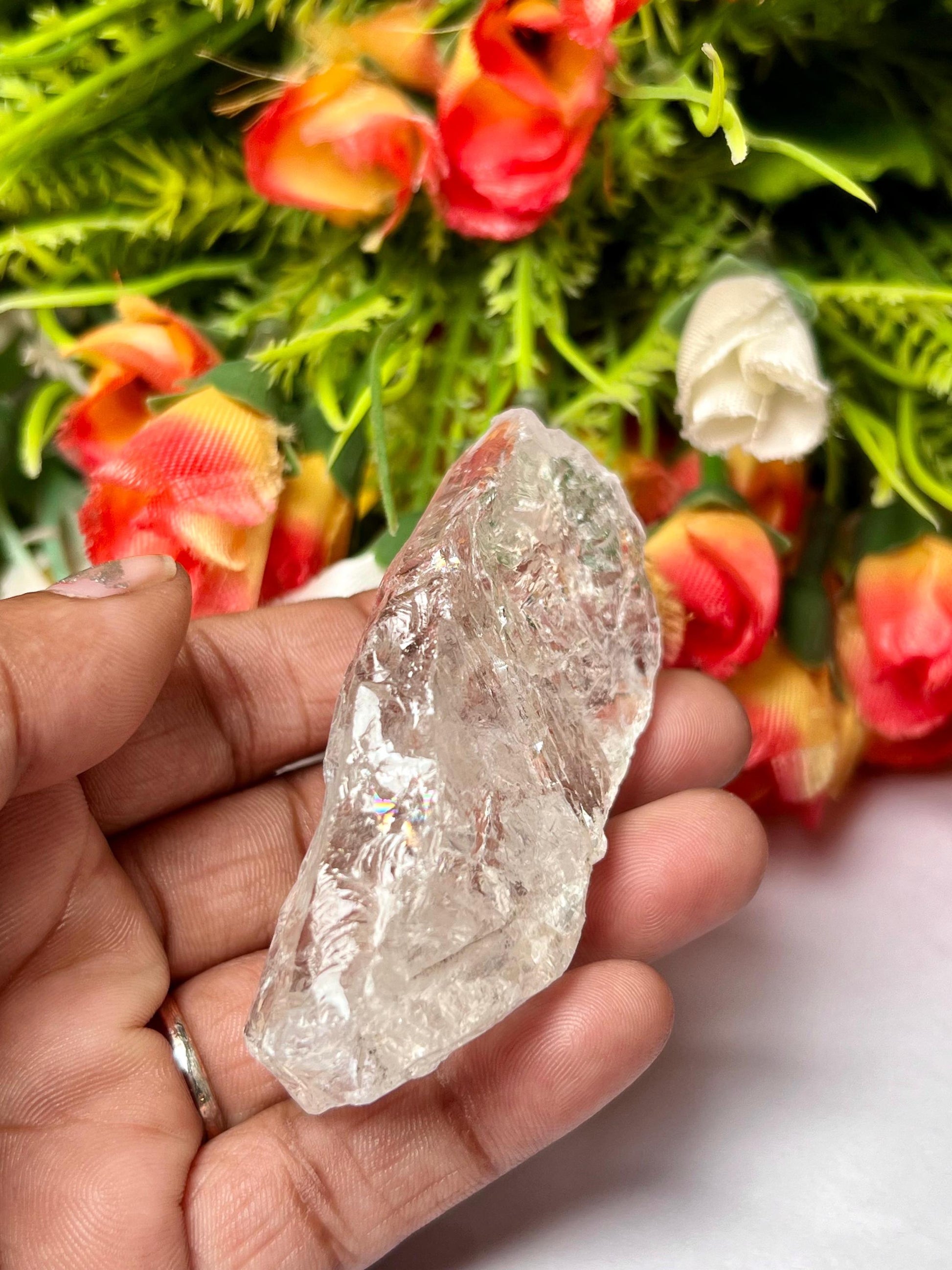 Premium Rainbow Satyaloka Quartz Crystal Natural Rough Stone with Beautiful Rainbow 72 Gram