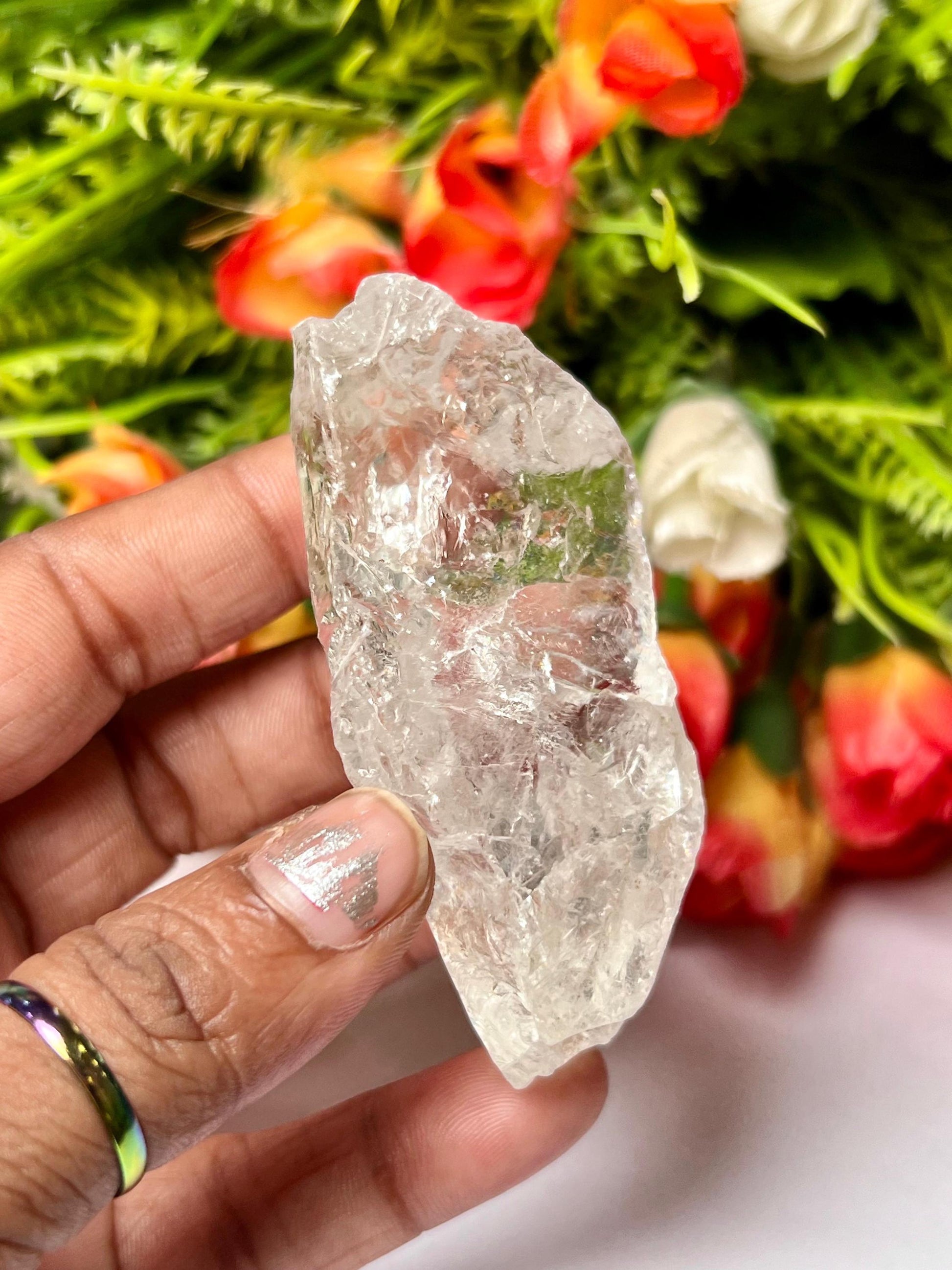 Premium Rainbow Satyaloka Quartz Crystal Natural Rough Stone with Beautiful Rainbow 72 Gram