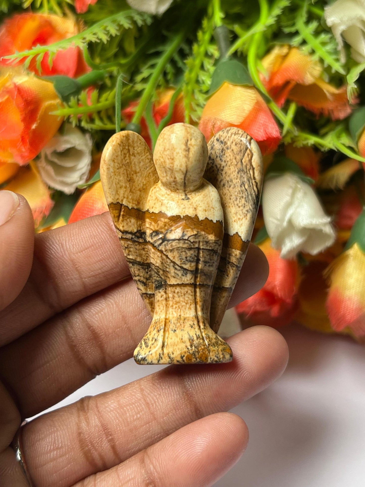 2" Angel Picture Jasper Stone Guardian Angel blessed Angelic connection