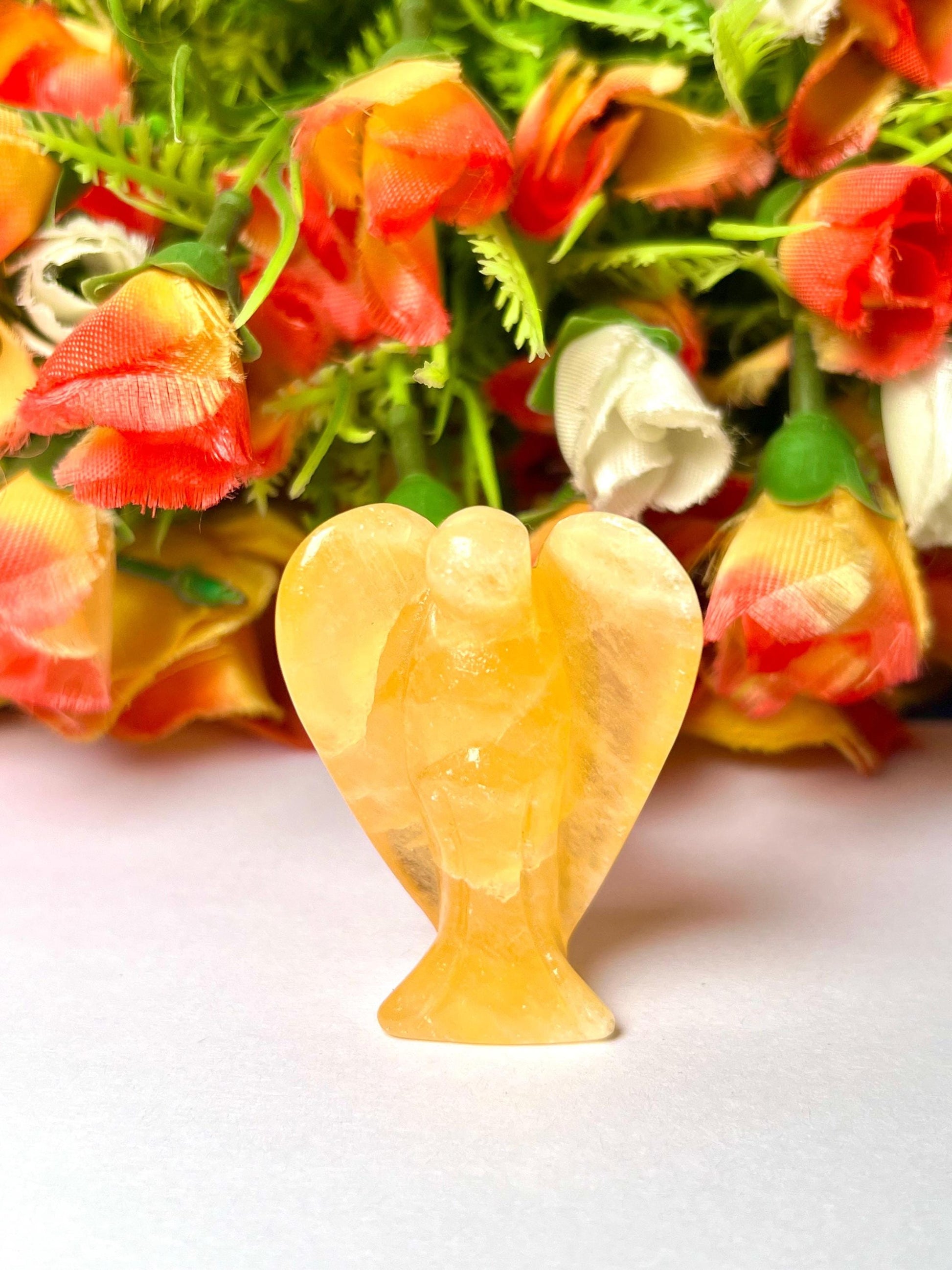 2" Angel Yellow Calcite Stone Guardian Angel blessed Angelic connection