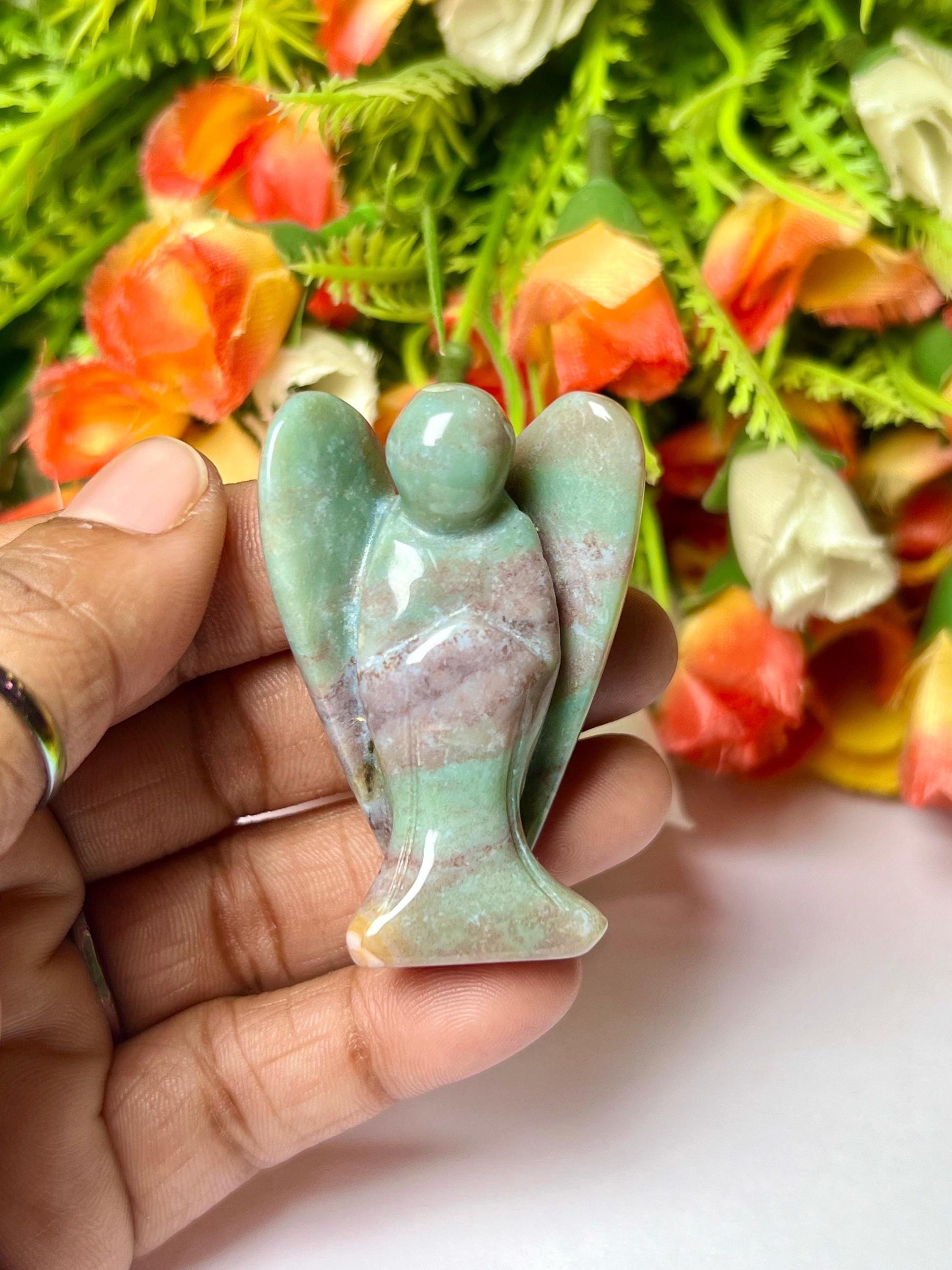 2" Angel Pink Fancy Agate Guardian Angel blessed Angelic connection