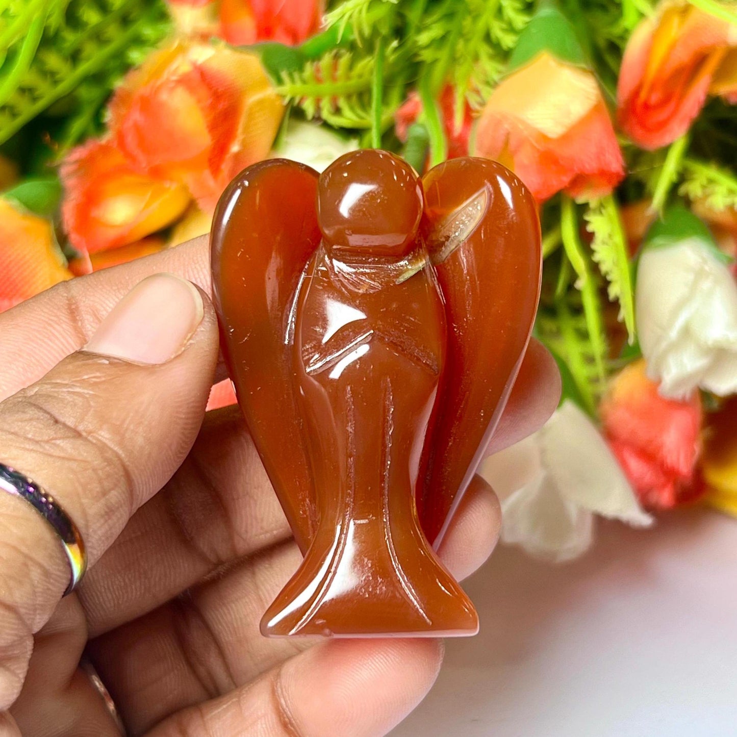 2" Angel Carnelian Stone Guardian Angel blessed Angelic connection