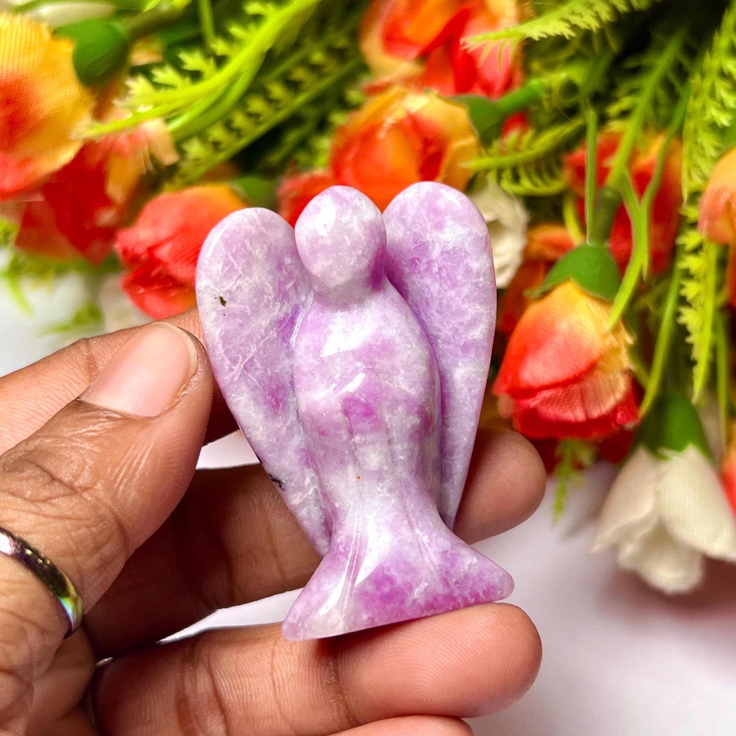 2" Angel Lepidolite Stone Guardian Angel blessed Angelic connection