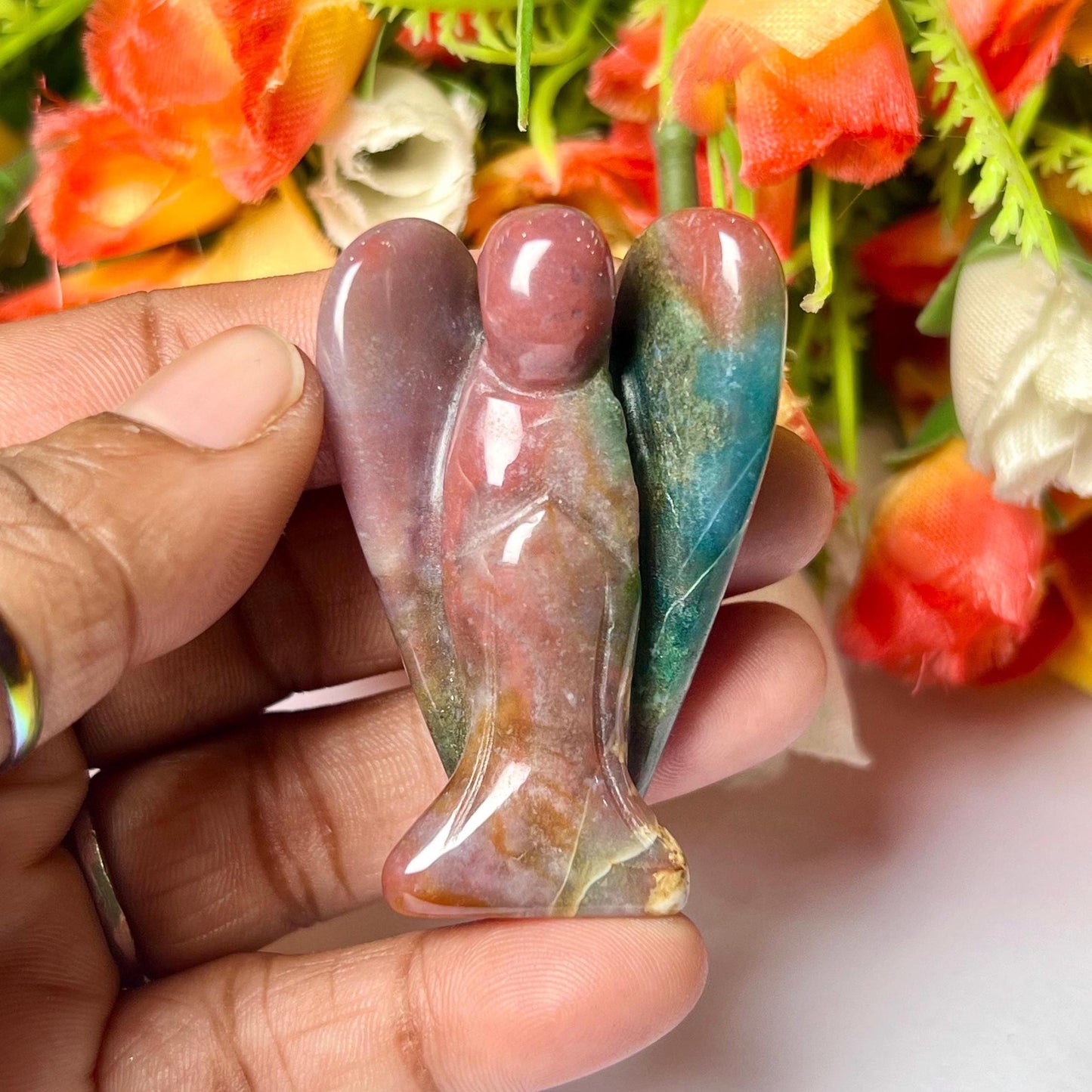 2" Angel Pink Fancy Agate Guardian Angel blessed Angelic connection