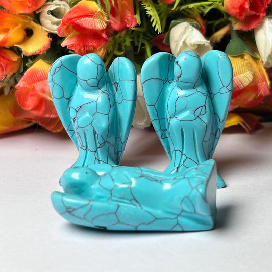 2" Angel Howlite Turquoise Stone Guardian Angel blessed Angelic connection