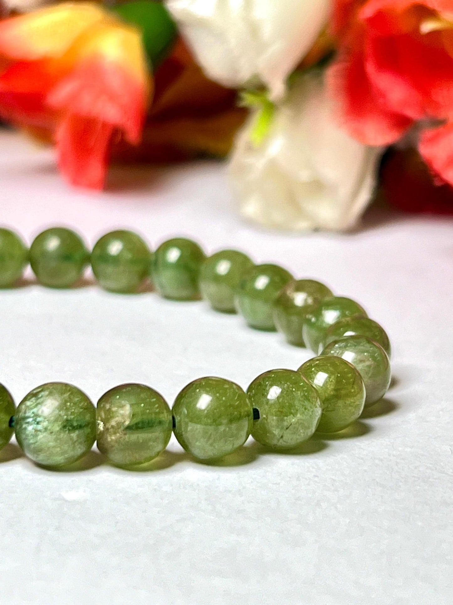 Green Apatite Stone Bracelet l Stretchable Bracelet l Unisex Bracelet l 8 MM Bracelet