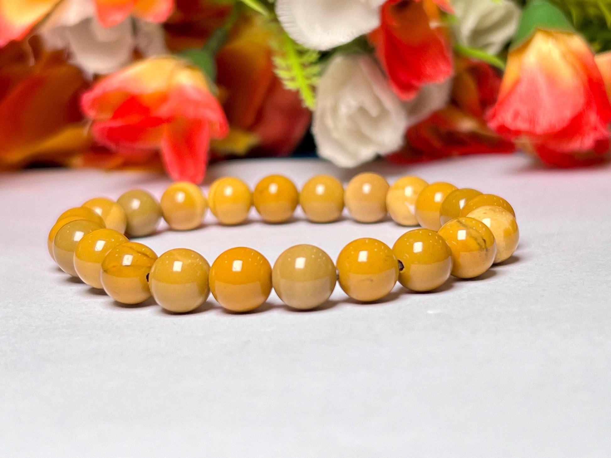 Yellow Jasper Stone Bracelet l Stretchable Bracelet l Unisex Bracelet l 8 MM Bracelet