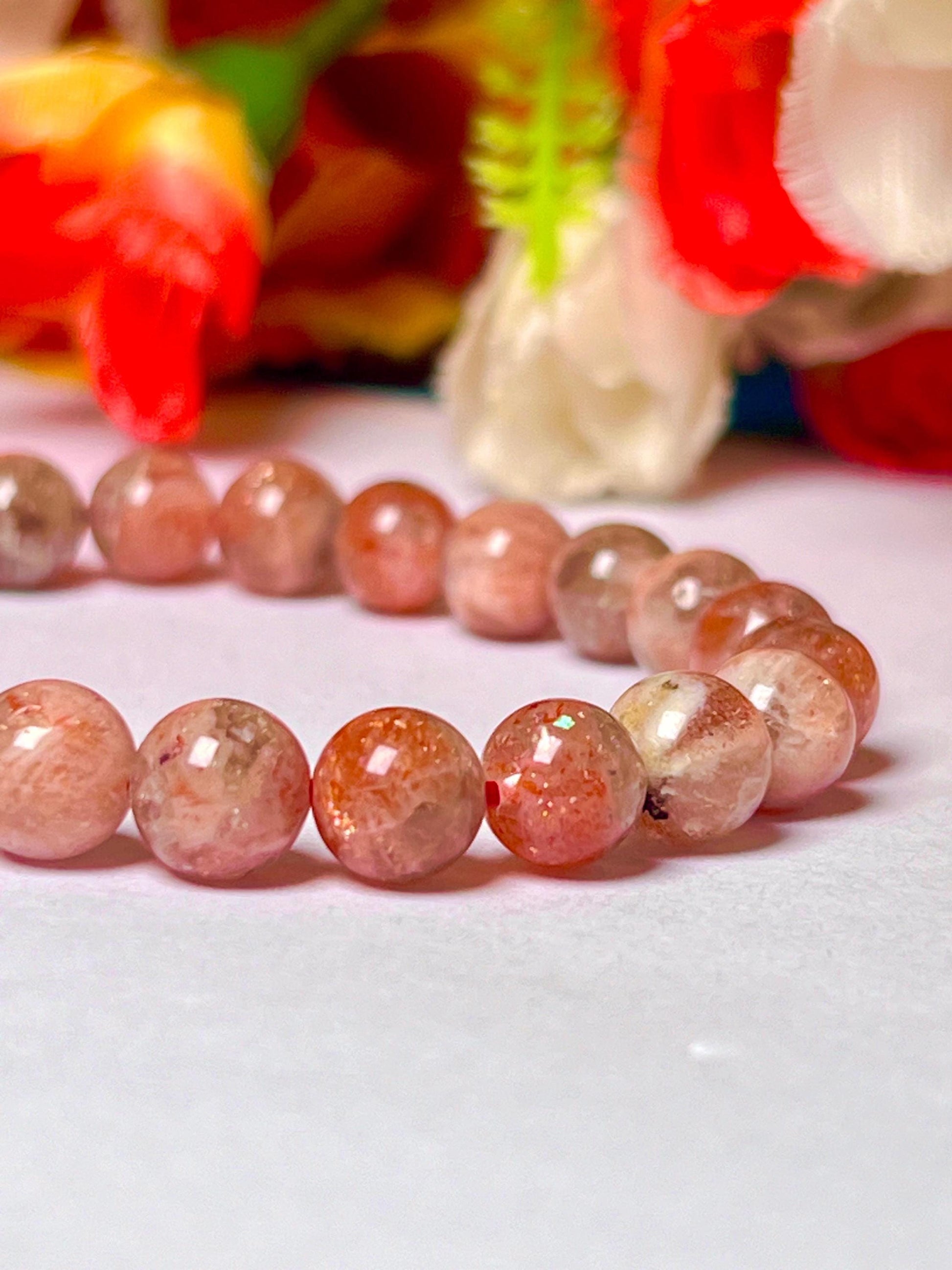 Sunstone Stone Bracelet l Stretchable Bracelet l Unisex Bracelet l 8 MM Bracelet