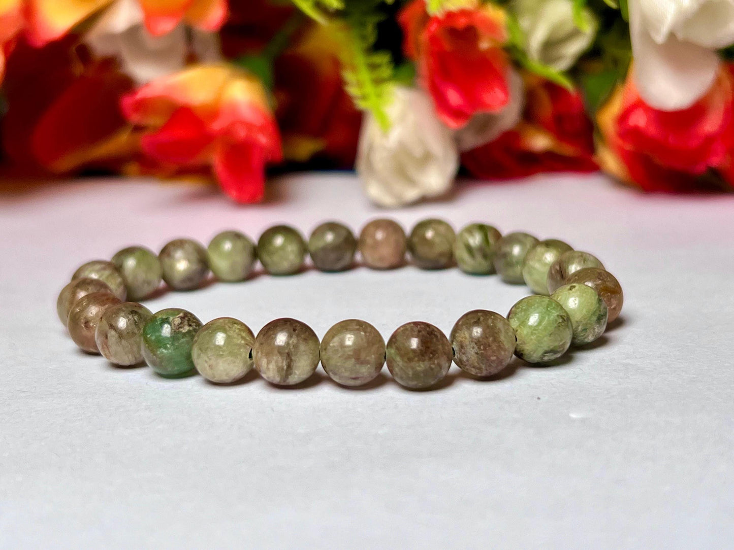 Green Kyanite Stone Bracelet l Stretchable Bracelet l Unisex Bracelet l 8 MM Bracelet