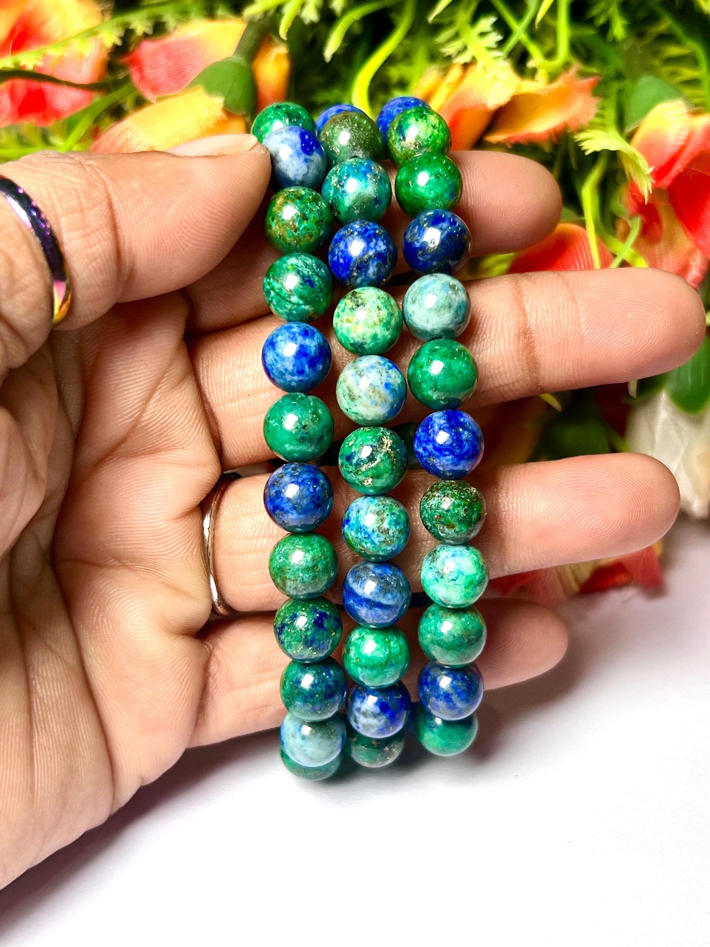 Azurite Malachite Stone Bracelet l Stretchable Bracelet l Unisex Bracelet l 8 MM Bracelet