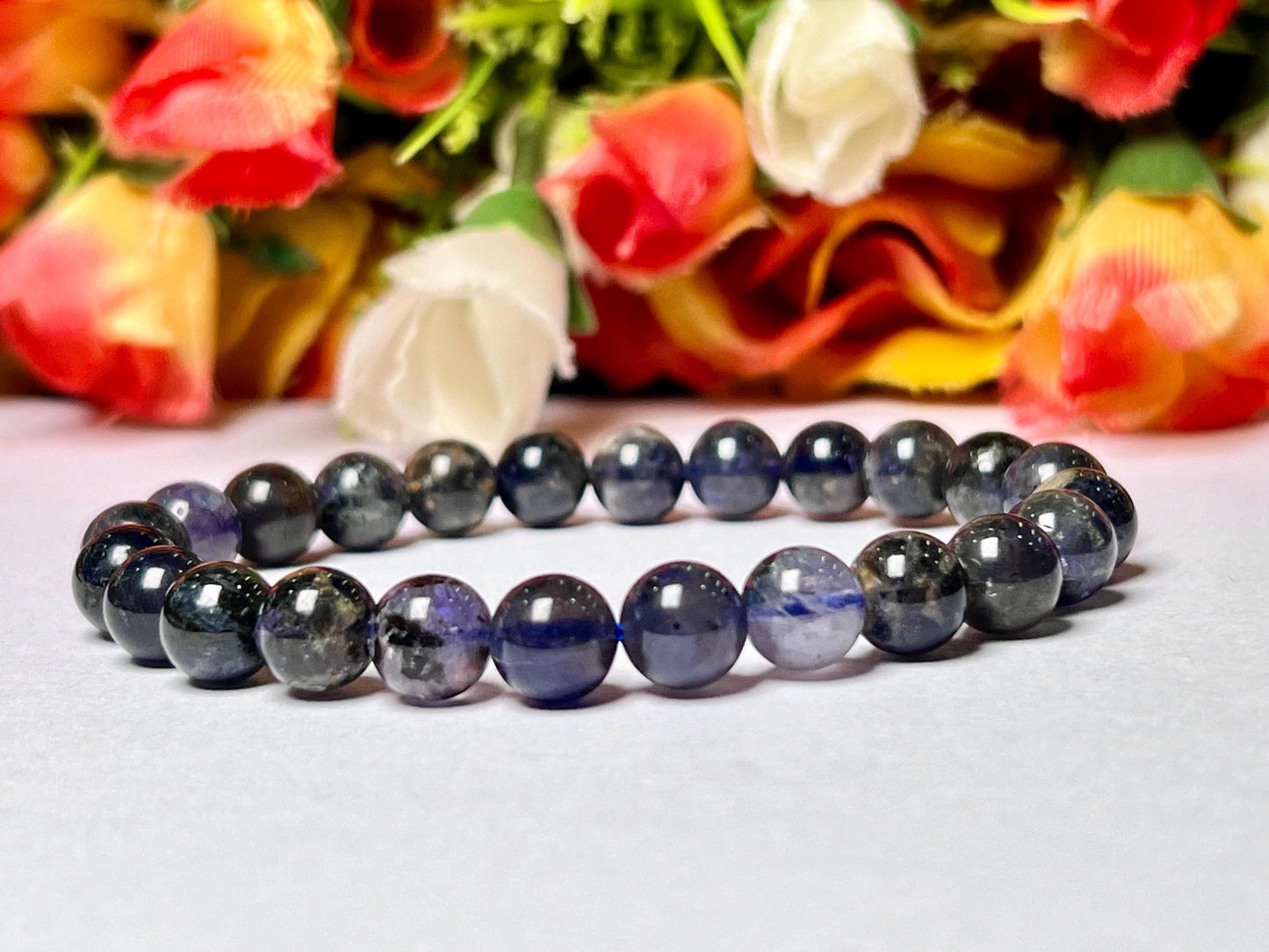 Tanzanite Stone Bracelet l Stretchable Bracelet l Unisex Bracelet l 8 MM Bracelet