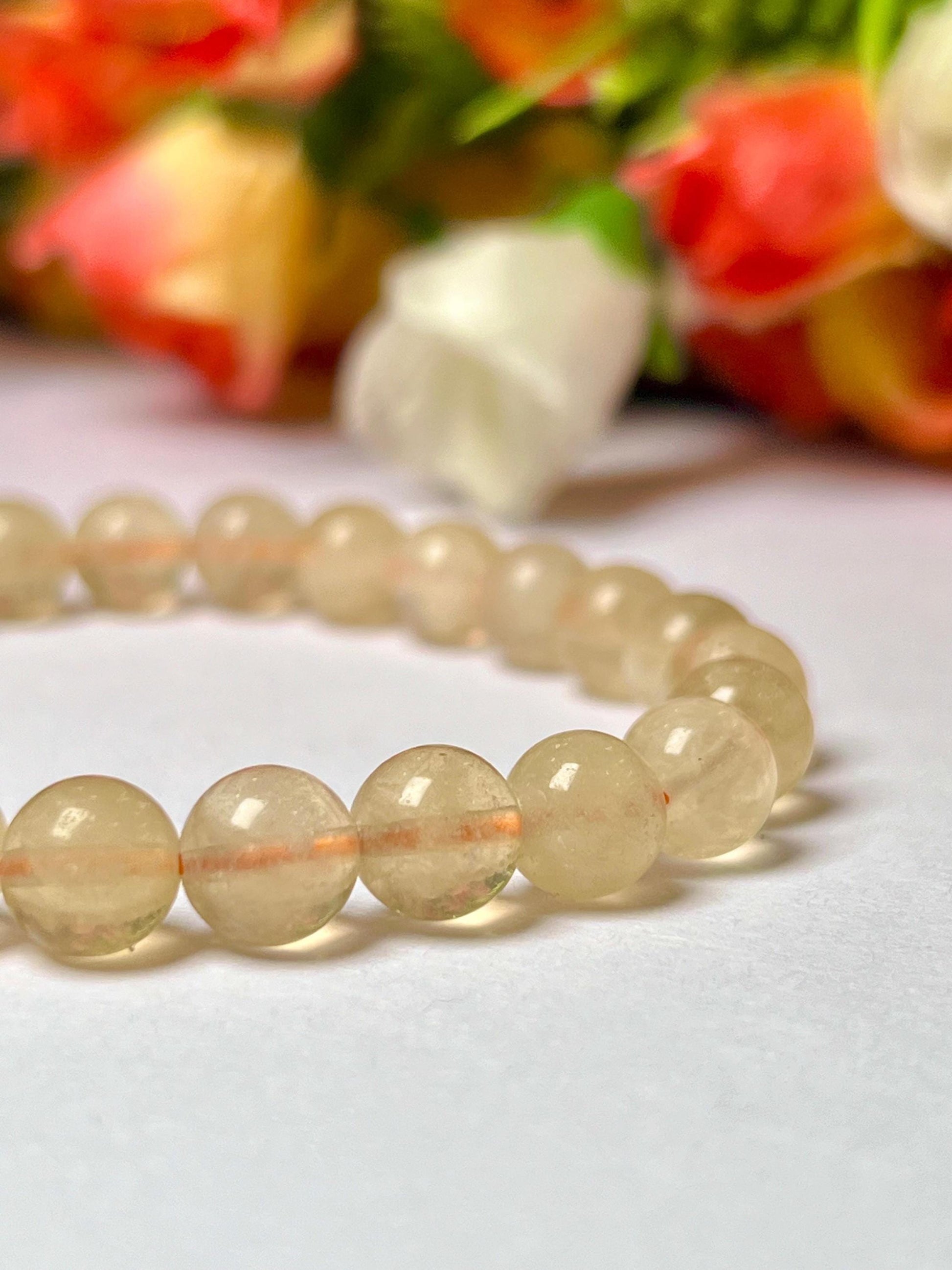 Yellow Fluorite Stone Bracelet l Stretchable Bracelet l Unisex Bracelet l 8 MM Bracelet