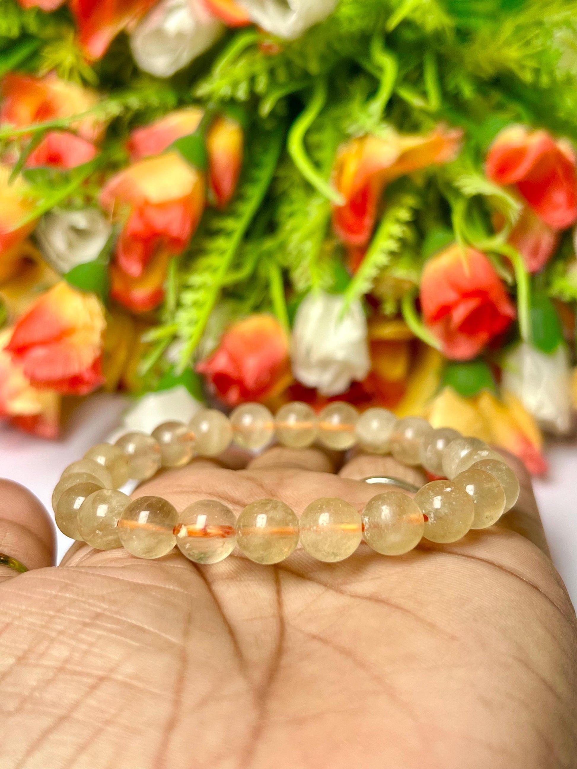 Yellow Fluorite Stone Bracelet l Stretchable Bracelet l Unisex Bracelet l 8 MM Bracelet