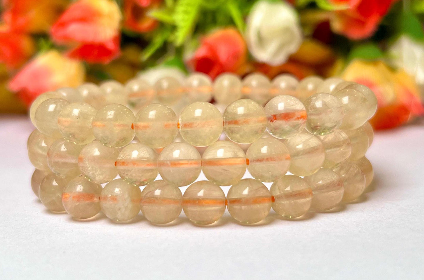 Yellow Fluorite Stone Bracelet l Stretchable Bracelet l Unisex Bracelet l 8 MM Bracelet