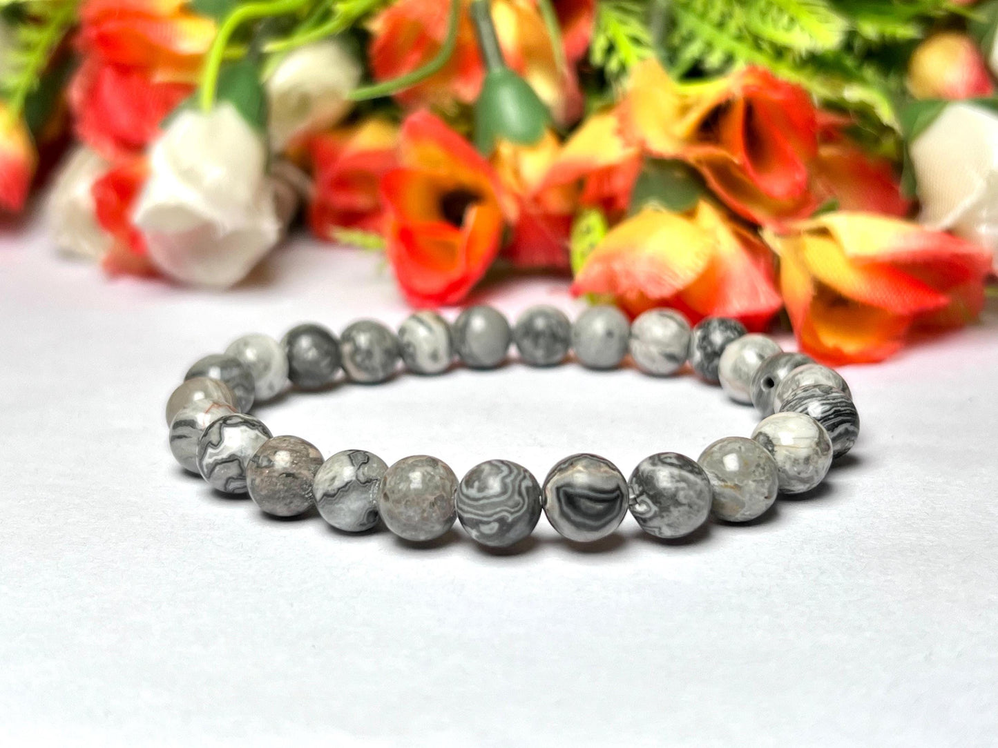 Flint Stone Bracelet l Stretchable Bracelet l Unisex Bracelet l 8 MM Bracelet