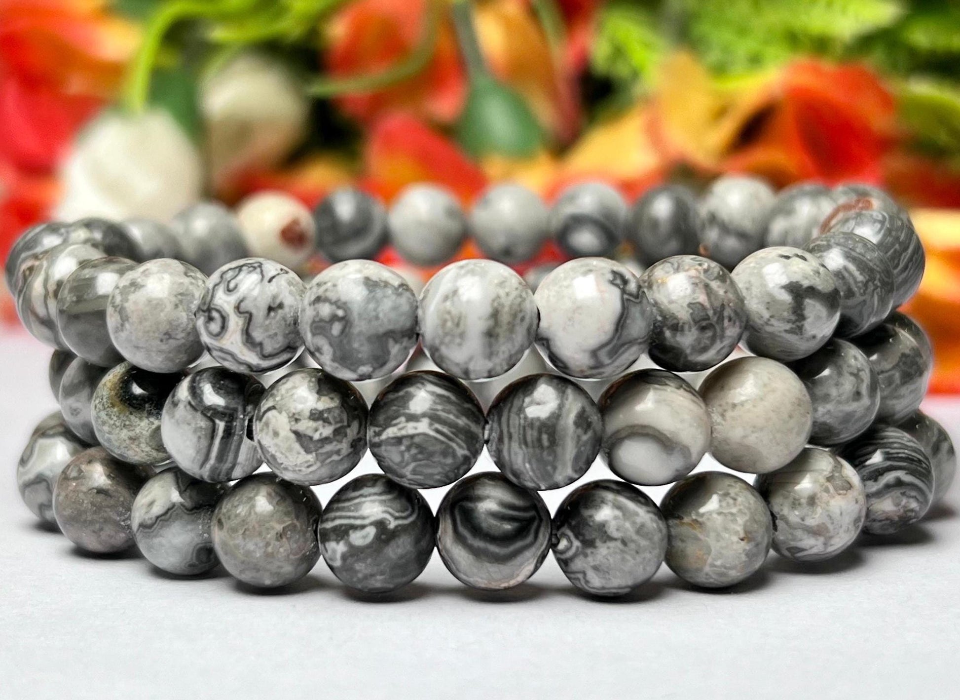 Flint Stone Bracelet l Stretchable Bracelet l Unisex Bracelet l 8 MM Bracelet