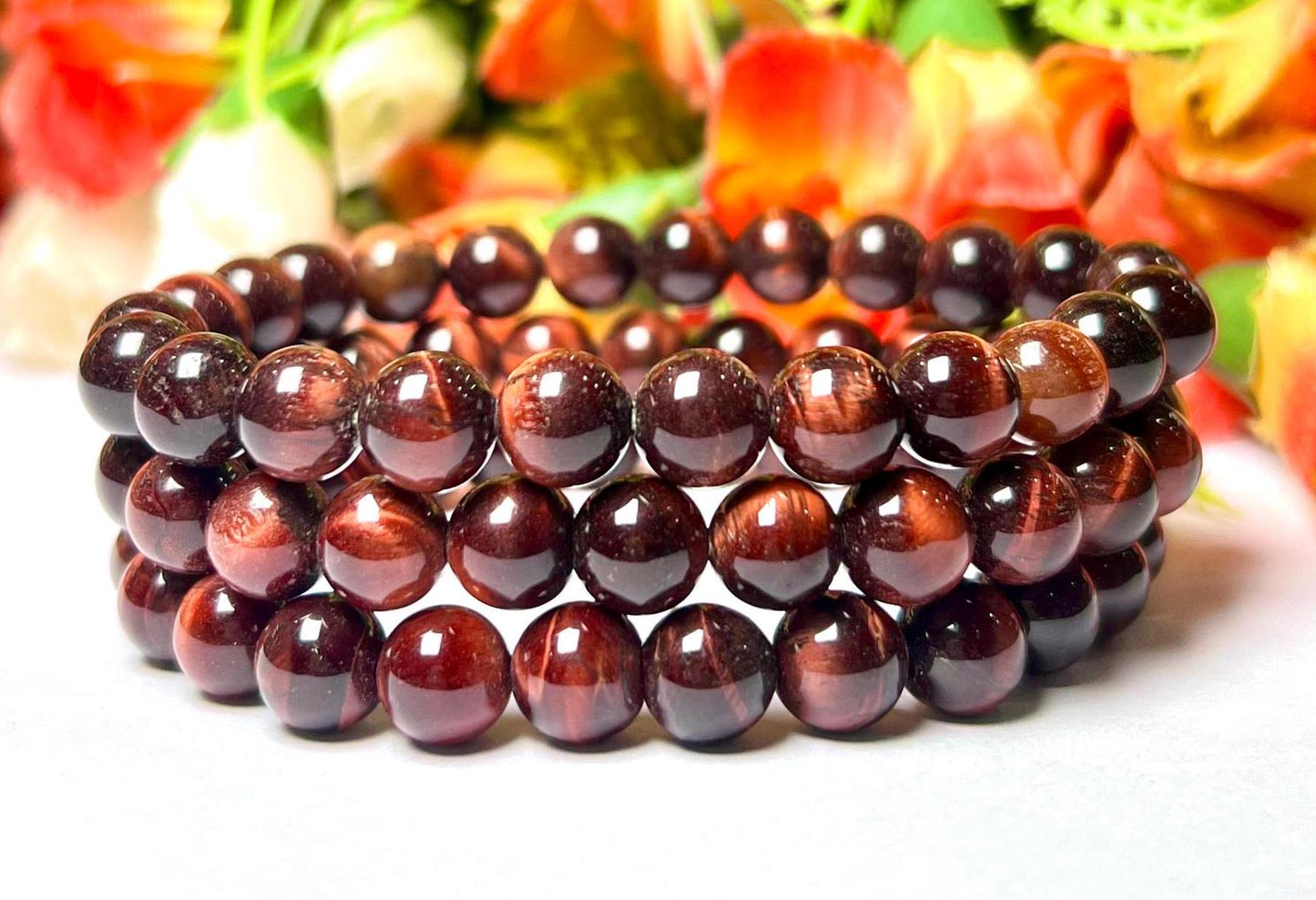 Bull Red Tiger Eye Stone Bracelet l Stretchable Bracelet l Unisex Bracelet l 8 MM Bracelet