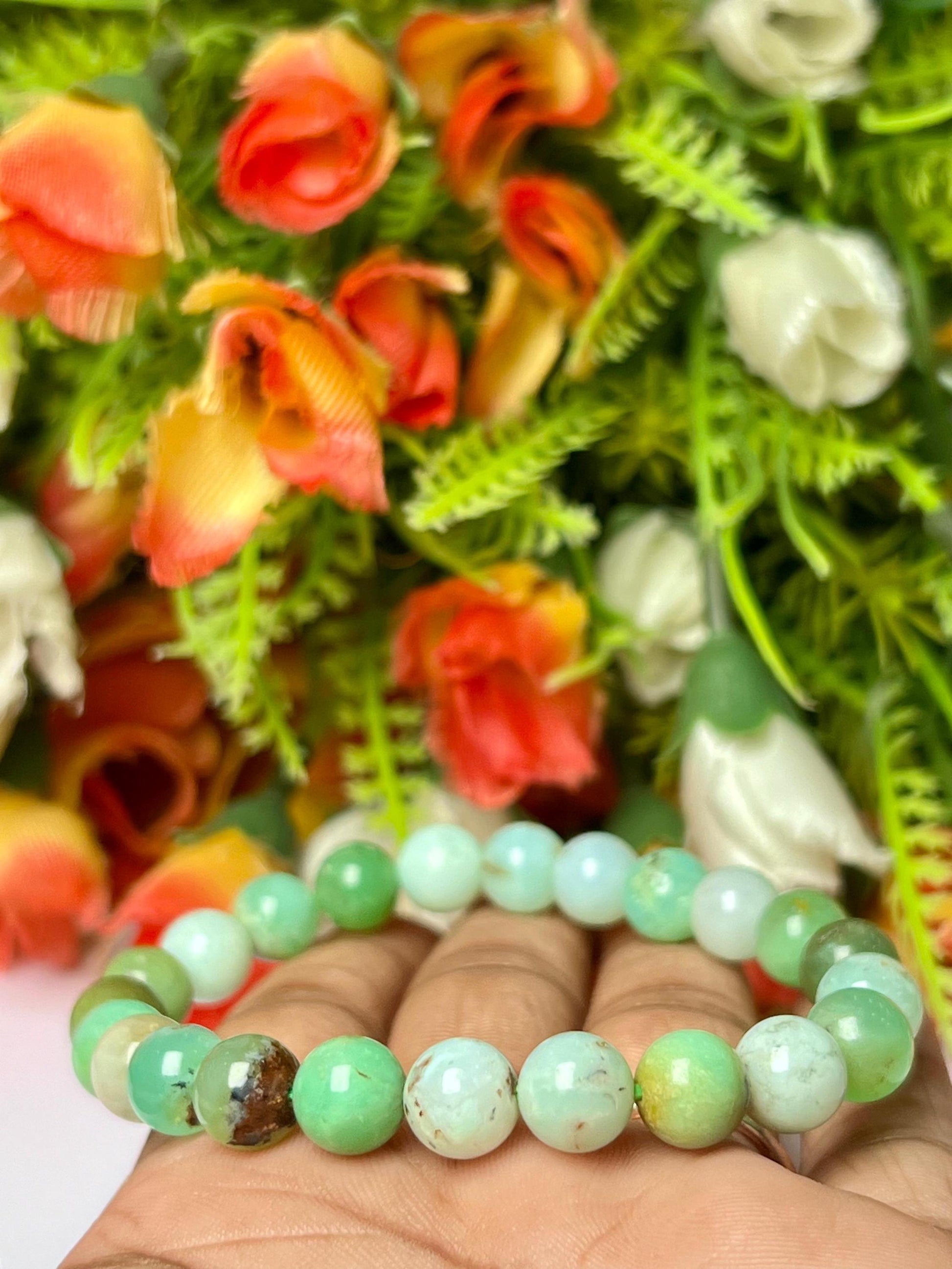 Chrysoprase Stone Bracelet l Stretchable Bracelet l Unisex Bracelet l 8 MM Bracelet