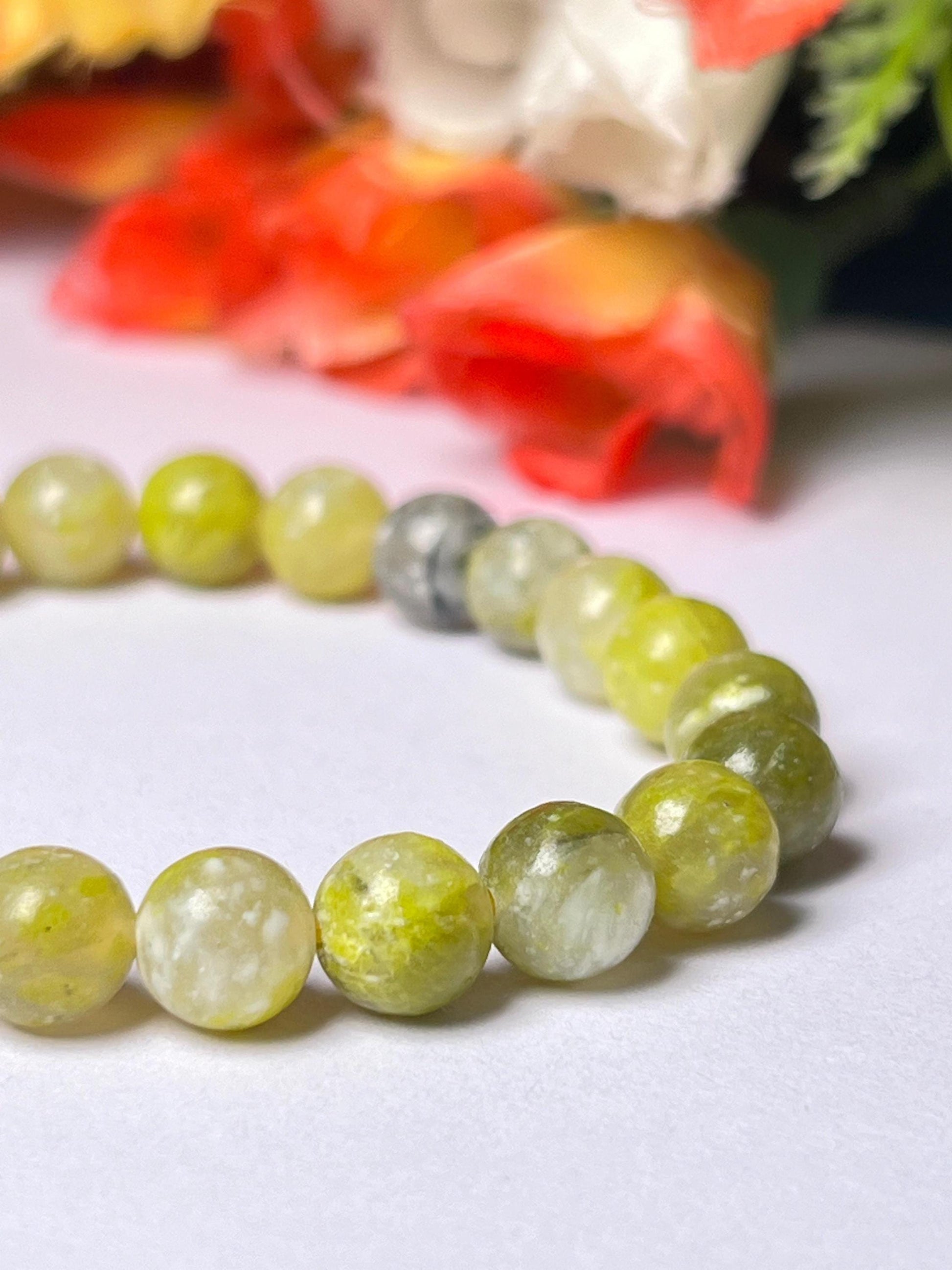 Vesuvianite Idocrase Stone Bracelet l Stretchable Bracelet l Unisex Bracelet l 8 MM Bracelet