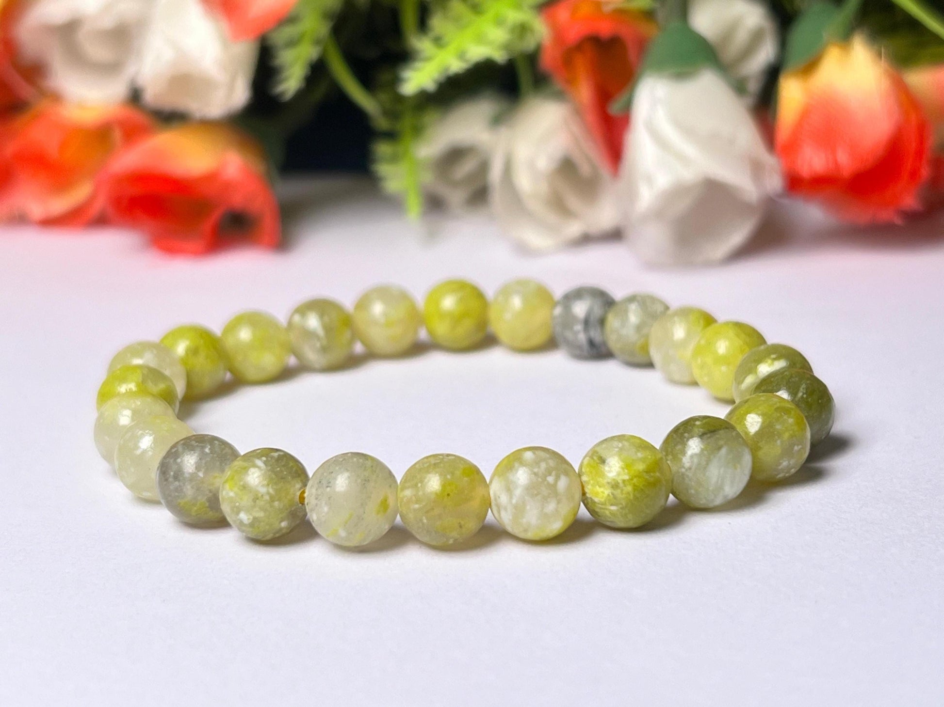 Vesuvianite Idocrase Stone Bracelet l Stretchable Bracelet l Unisex Bracelet l 8 MM Bracelet