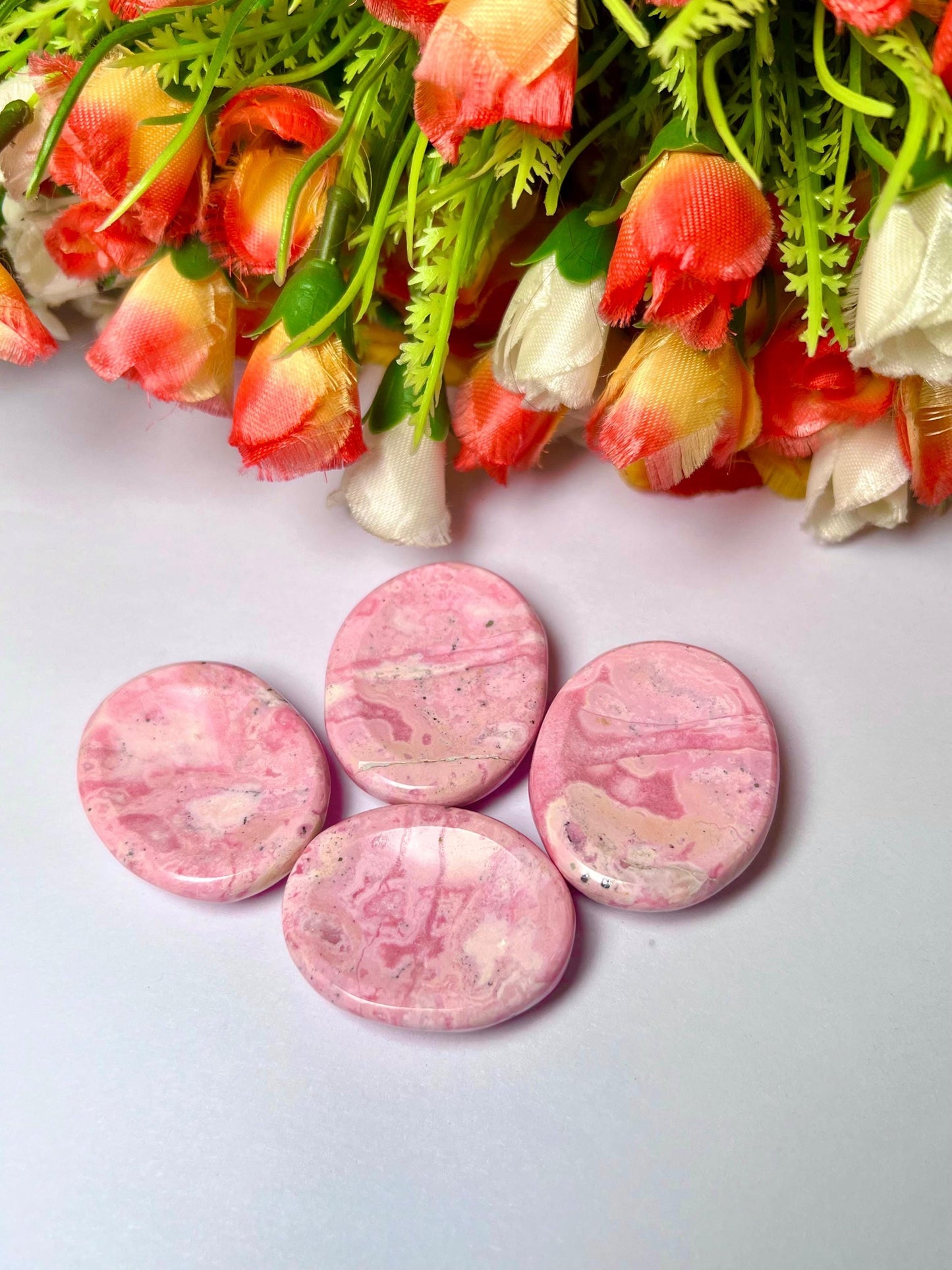 Rhodochrosite stone Worry Stone – Pocket Stone – Thumb Stone One (1) Piece