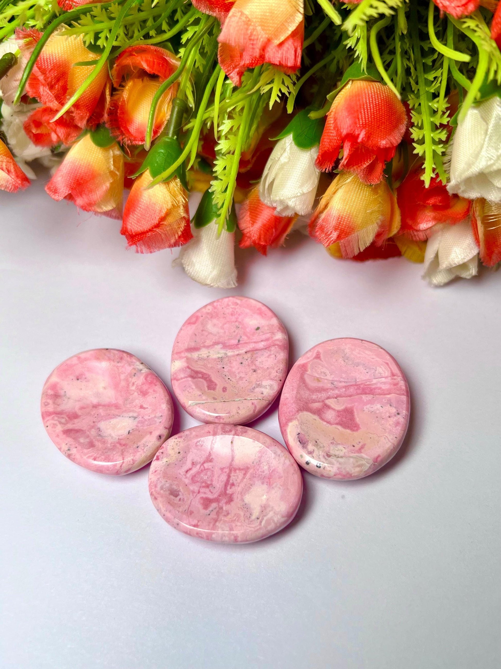 Rhodochrosite stone Worry Stone – Pocket Stone – Thumb Stone One (1) Piece