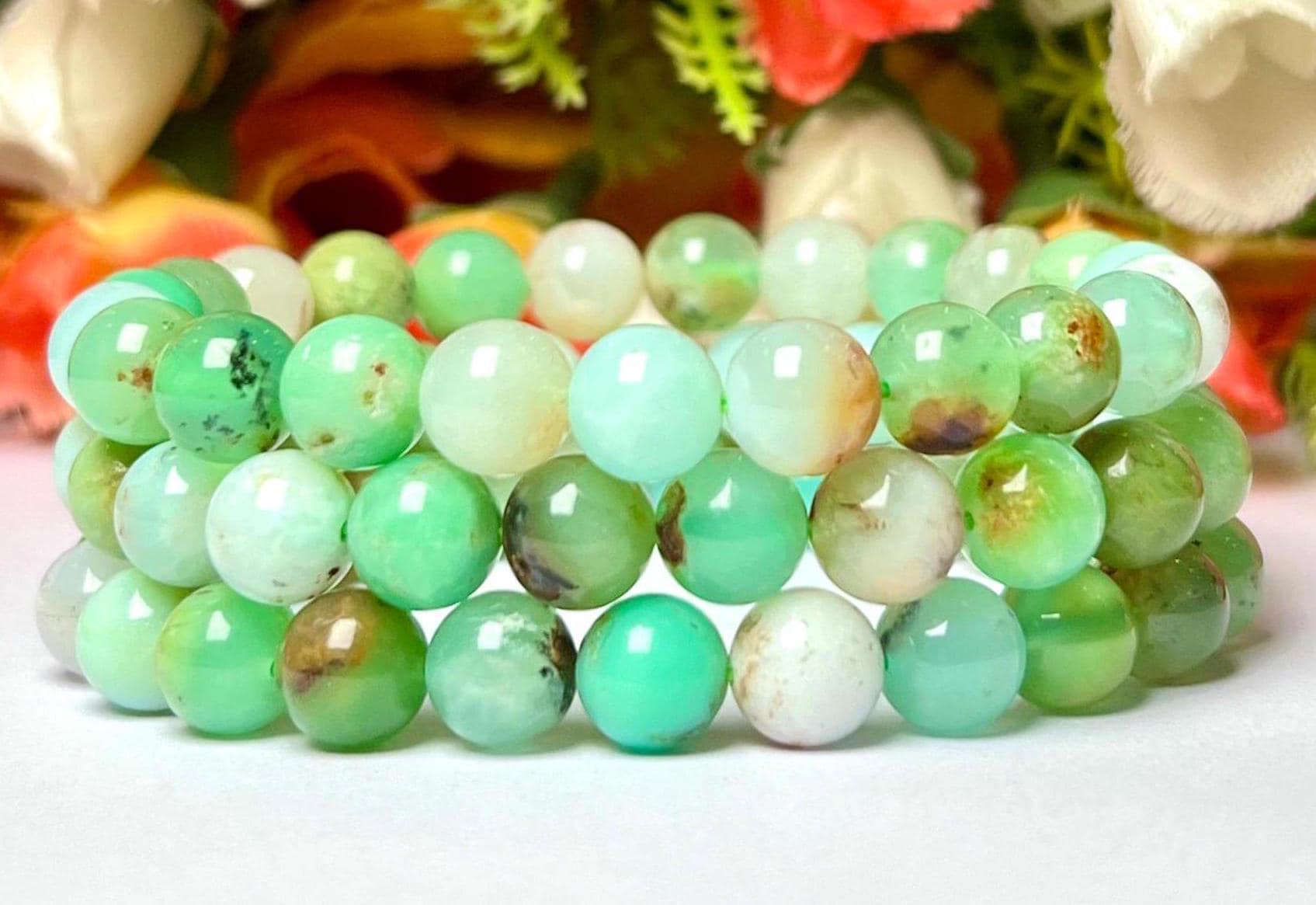 Chrysoprase Stone Bracelet l Stretchable Bracelet l Unisex Bracelet l 8 MM Bracelet