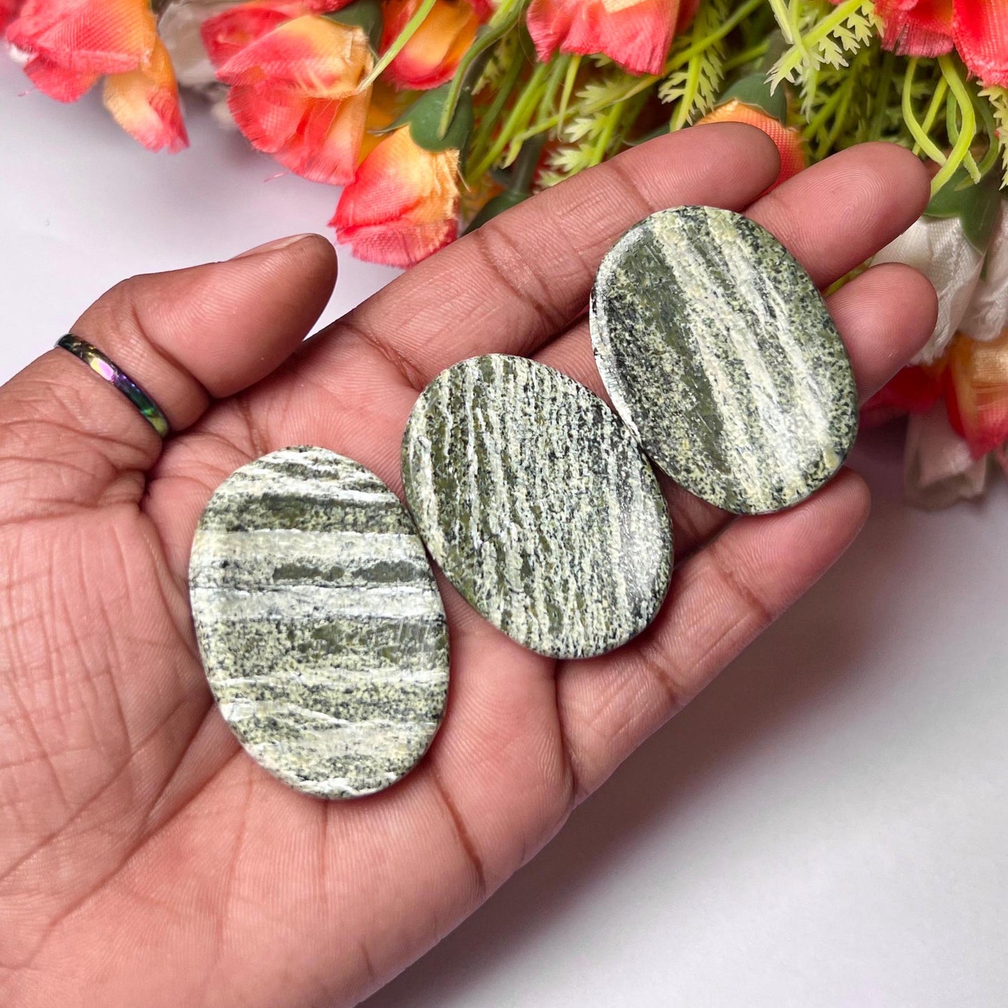 Chrysotile stone Worry Stone – Pocket Stone – Thumb Stone One (1) Piece