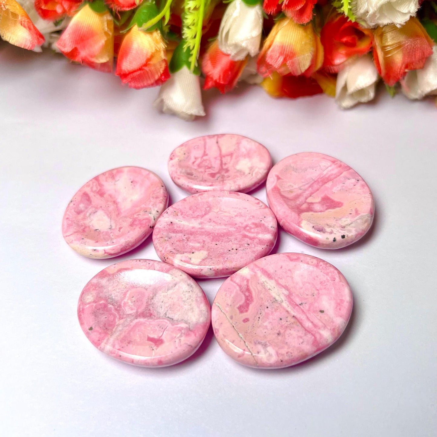 Rhodochrosite stone Worry Stone – Pocket Stone – Thumb Stone One (1) Piece