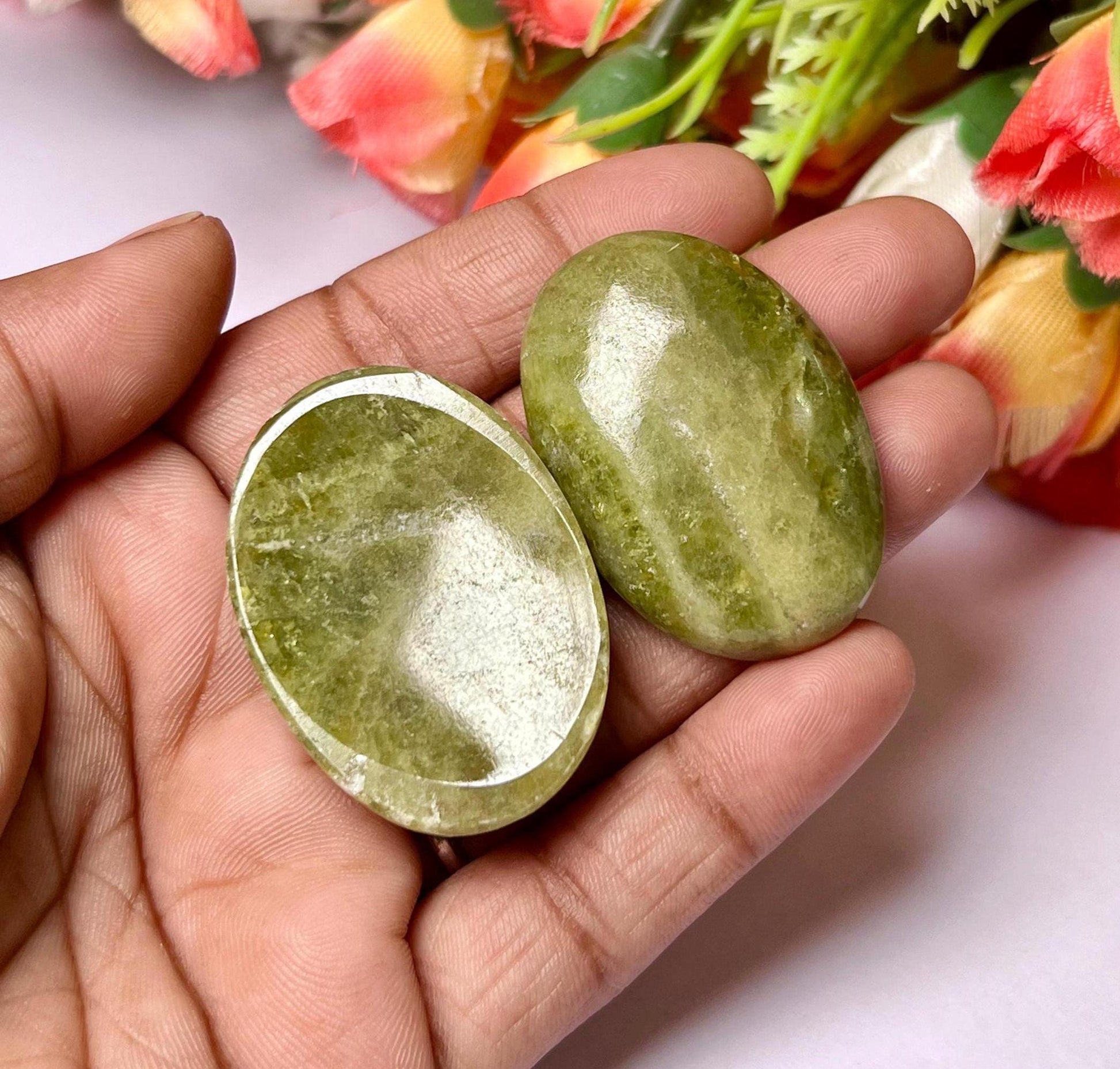 Nephrite Jade stone Worry Stone – Pocket Stone – Thumb Stone One (1) Piece