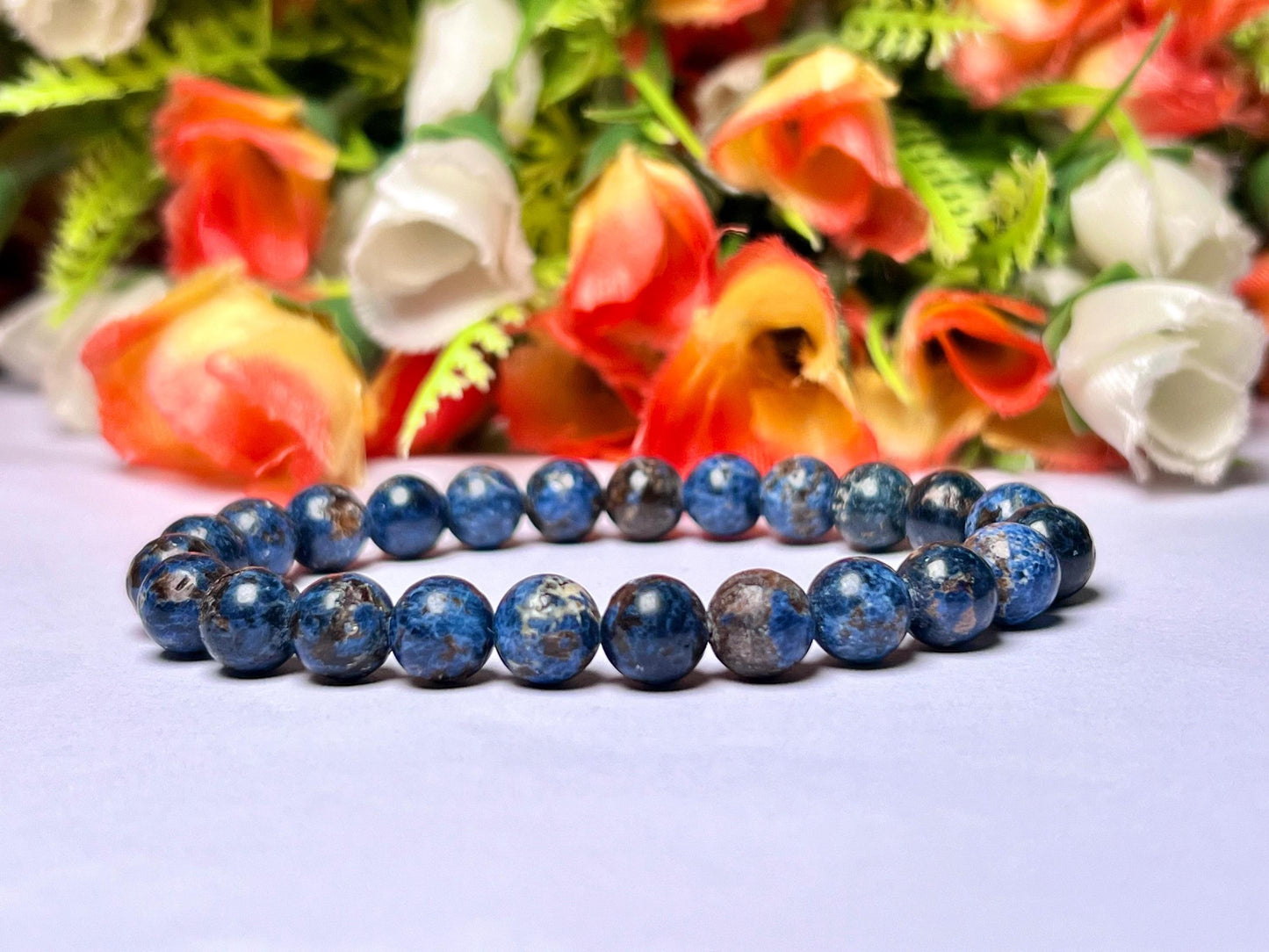 Blue Cobalt Spinal Stone Bracelet l Stretchable Bracelet l Unisex Bracelet l 8 MM Bracelet