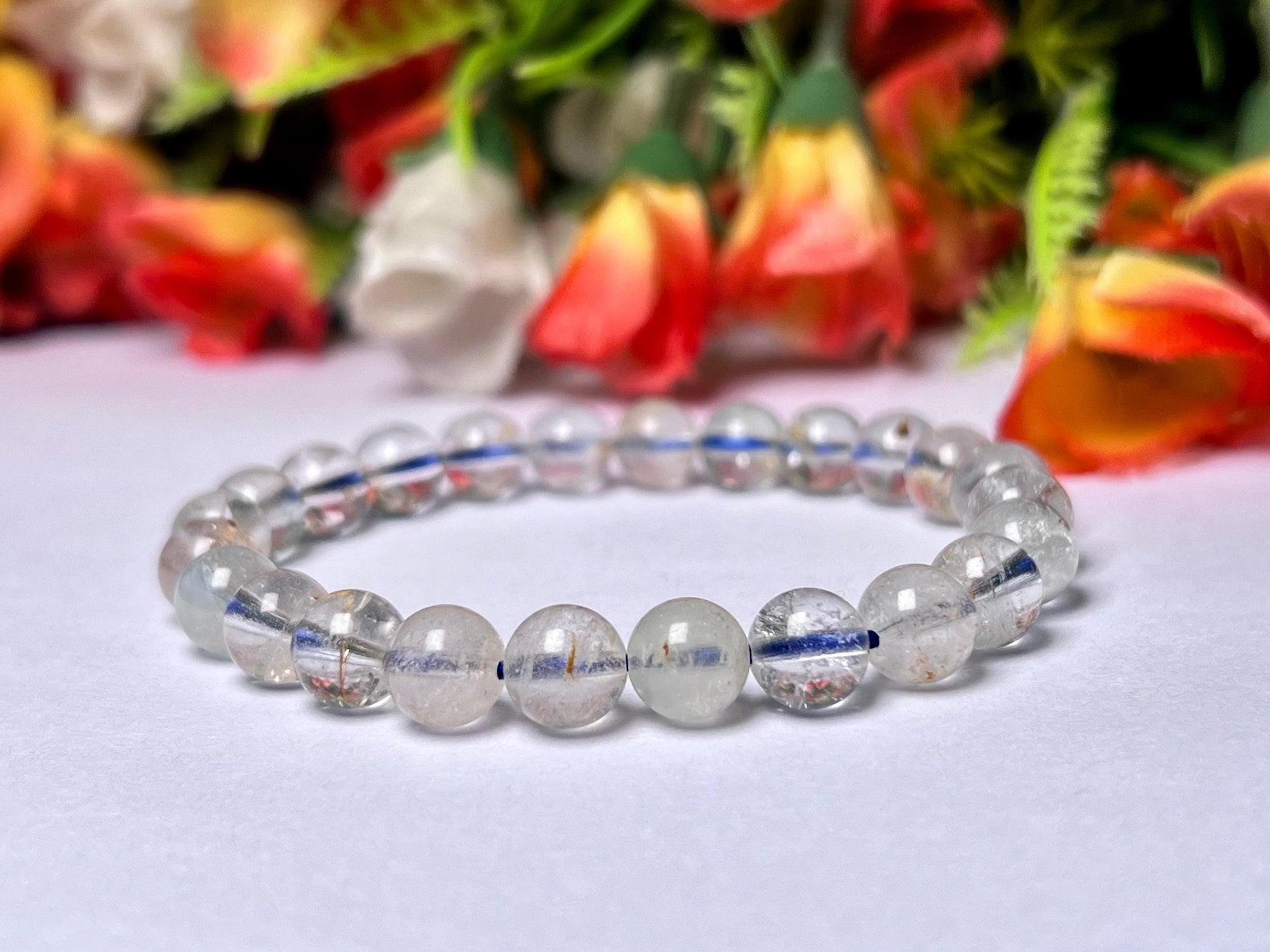 Blue Topaz Stone Bracelet l Stretchable Bracelet l Unisex Bracelet l 8 MM Bracelet